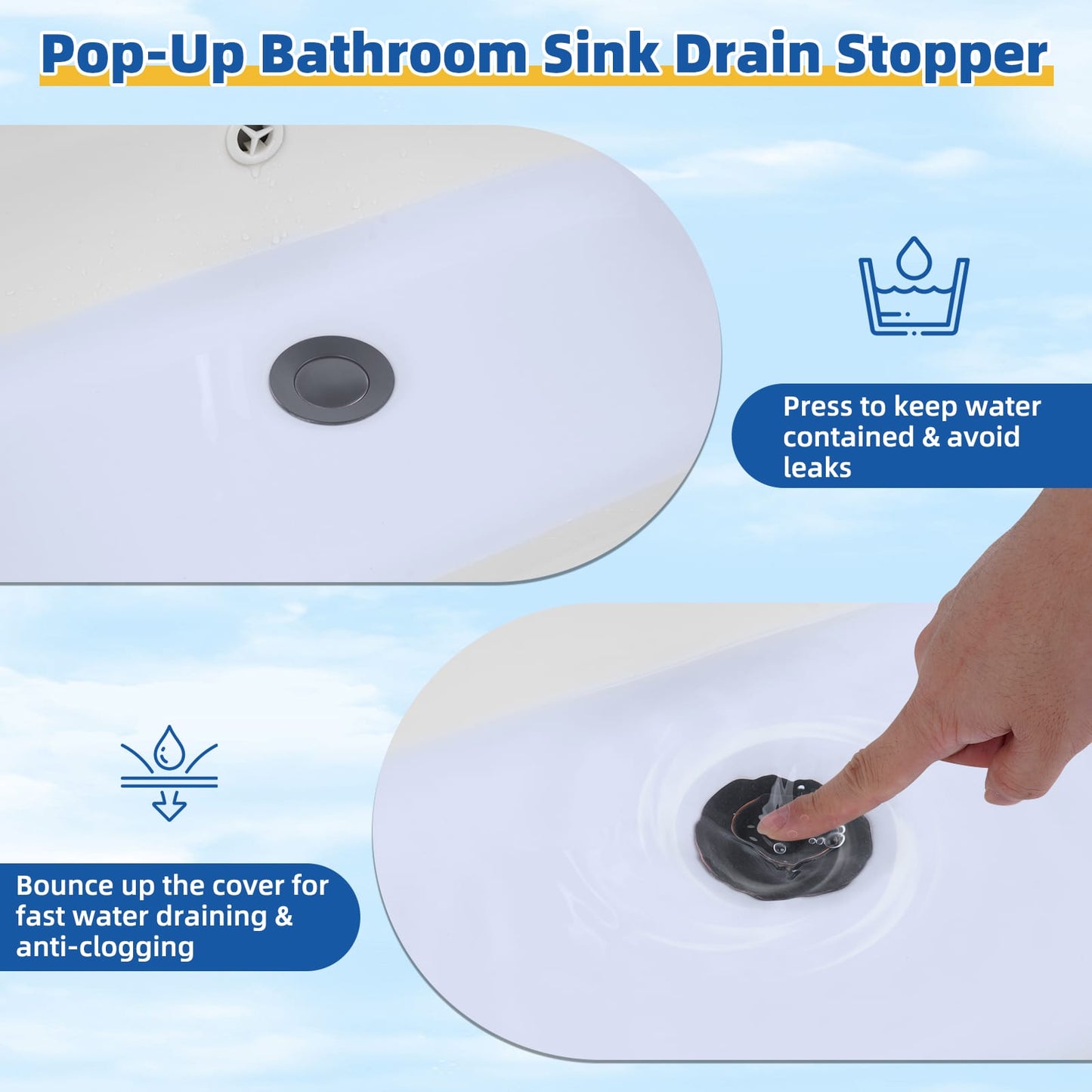 Hibbent Shop Drains Hibbent 2 Pack Metal Bathroom Sink Drain Stopper, Pop Up Drain Strainer for Lavatory Vanity Vessel Sink with Overflow & Without Overflow, Anti-Clogging Stainless Steel Basket, Oil-Rubbed Bronze Hibbent 2 Pack Metal Bathroom Sink Drain Stopper, Pop Up Drain Strainer for Lavatory Vanity Vessel Sink with Overflow & Without Overflow, Anti-Clogging Stainless Steel Basket, Oil-Rubbed Bronze