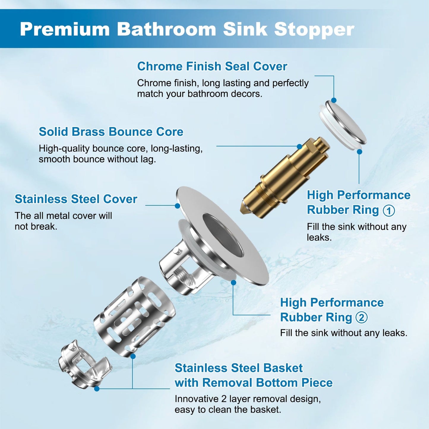 Hibbent Shop Drains Hibbent 2 Pack Universal Bathroom Sink Drain Strainer, 3 in 1 Pop Up Stopper with Removable Stainless Steel Filter Basket, Brass Bullet Core, Hair Catcher Sink Plug for 1.1''~2.36'' Hole, Chrome Hibbent 2 Pack Universal Bathroom Sink Drain Strainer, 3 in 1 Pop Up Stopper with Removable Stainless Steel Filter Basket, Brass Bullet Core, Hair Catcher Sink Plug for 1.1''~2.36'' Hole, Chrome