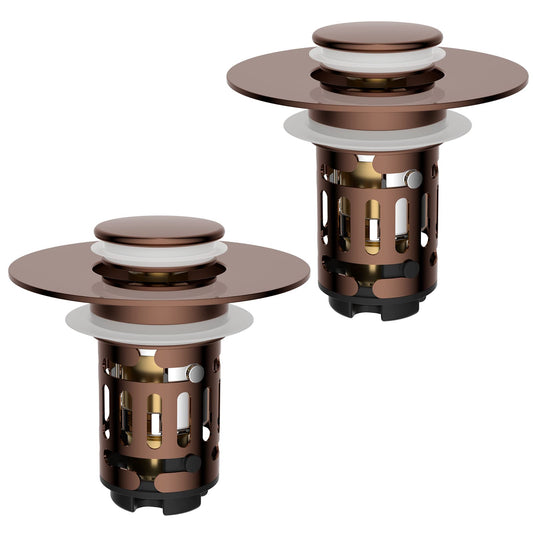 Hibbent Shop Drains Hibbent 2 PCS Upgraded 3 in 1 Bathroom Sink Drain Strainer, Pop Up Stopper Universal Sink Plug, Removable Stainless Steel Filter Basket Hair Catcher, Fit 1.1''-2.36'' Basin, Brass Core, Rose Gold Hibbent 2 PCS Upgraded 3 in 1 Bathroom Sink Drain Strainer, Pop Up Stopper Universal Sink Plug, Removable Stainless Steel Filter Basket Hair Catcher, Fit 1.1''-2.36'' Basin, Brass Core, Rose Gold