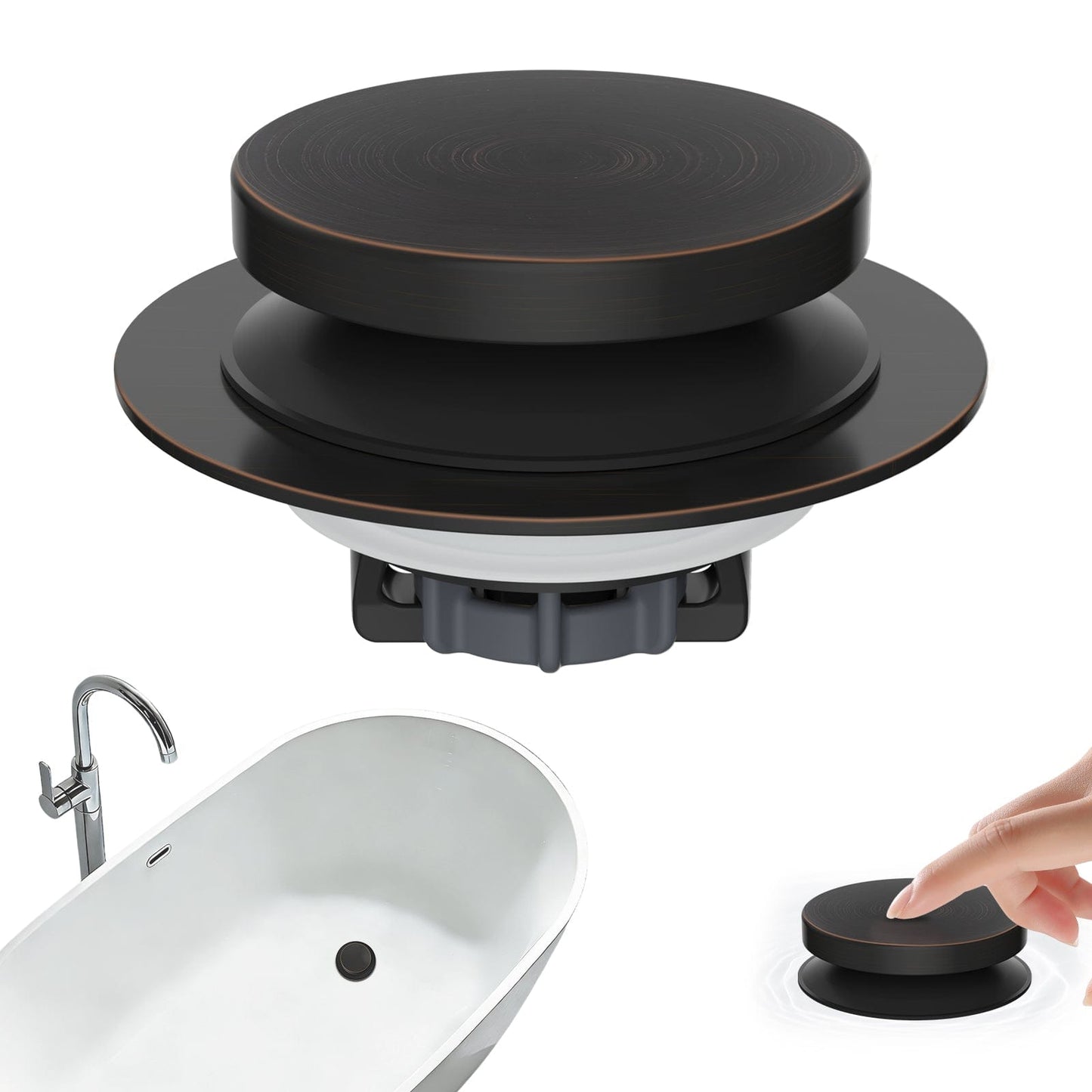 Hibbent Shop Drains Hibbent 3 in 1 Metal Bathtub Drain Stopper, Universal Pop Up Tub Stopper, Bathtub Drain Hair Catcher, Removable Filter Basket, Anti-Clogging Drain Plug for 1.5''~2.4'' Drain, Brass Bullet Core, Chrome Hibbent 3 in 1 Metal Bathtub Drain Stopper, Universal Pop Up Tub Stopper, Bathtub Drain Hair Catcher, Removable Filter Basket, Anti-Clogging Drain Plug for 1.5''~2.4'' Drain, Brass Bullet Core, Chrome