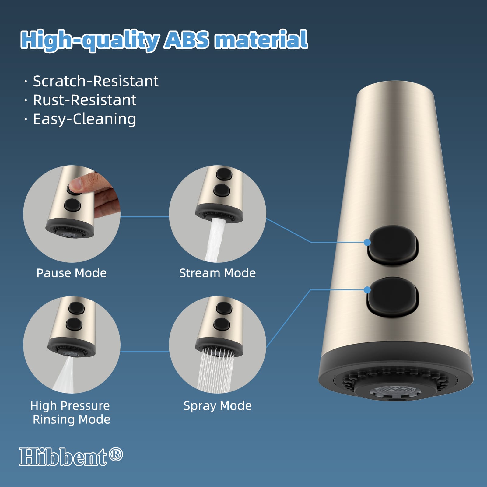 Hibbent Shop Faucet Accessories Hibbent Pull Down Faucet Head Replacement, 4-Function Kitchen Sink Spray Nozzle Replacement with 15 Adapters, Compatible with Moen, American Standard, Delta, Kohler Faucets, Brushed Nickel Hibbent Pull Down Faucet Head Replacement, 4-Function Kitchen Sink Spray Nozzle Replacement with 15 Adapters, Compatible with Moen, American Standard, Delta, Kohler Faucets, Brushed Nickel