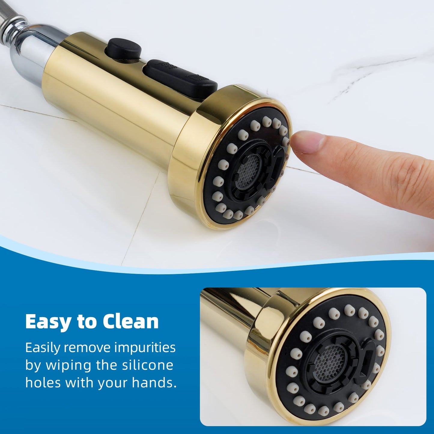 Hibbent Shop Faucet Accessories Hibbent Pull Down Kitchen Faucet Head Replacement, 3 Function Sink Faucet Sprayer Head Nozzle with 15 Adapters, Compatible with Moen, Delta, Kohler Faucets, Polished Brass Hibbent Pull Down Kitchen Faucet Head Replacement, 3 Function Sink Faucet Sprayer Head Nozzle with 15 Adapters, Compatible with Moen, Delta, Kohler Faucets, Polished Brass