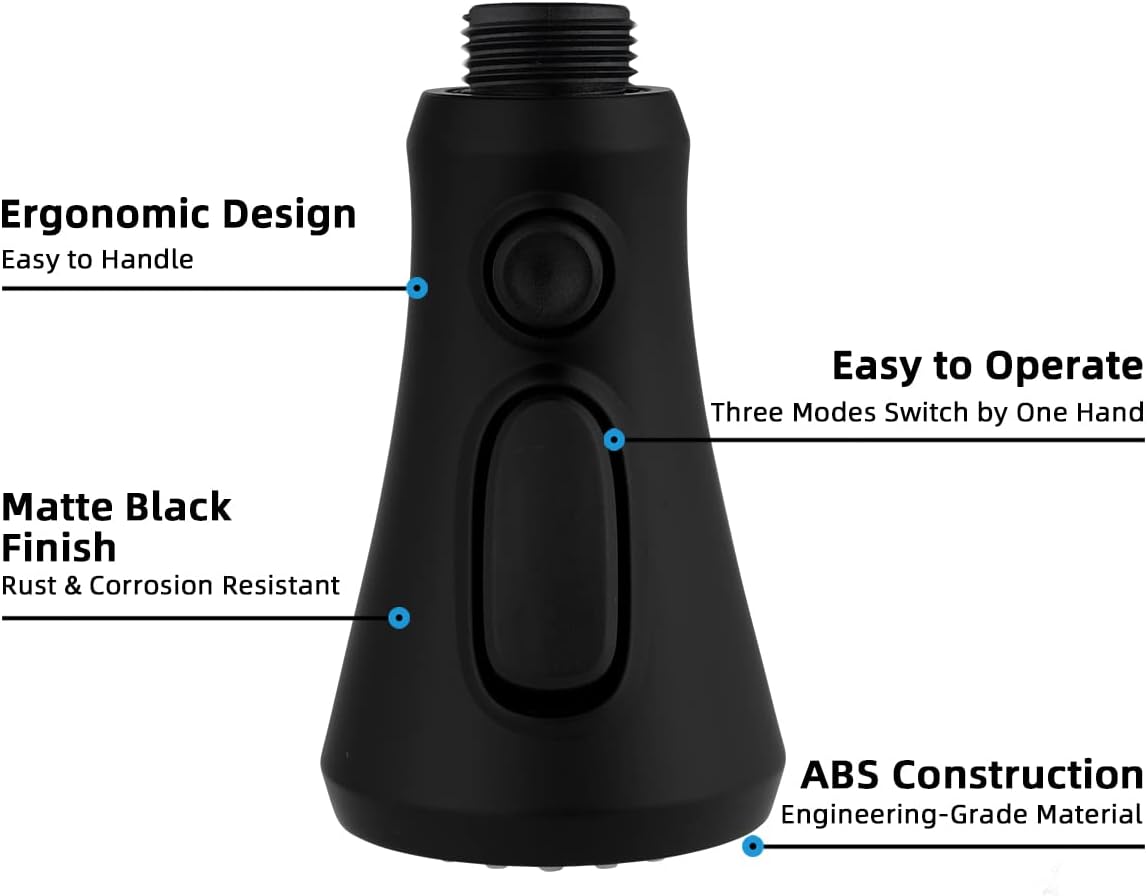 Hibbent Shop Faucet Accessories Hibbent Pull Down Spray Head for Kitchen Faucet, NSF/ANSI/CAN 61 & CUPC Certified 3-Function Spray Nozzle, 15 Adapters, Sink Faucet Head Replacement Compatible with Moen, Delta, Kohler, Matte Black Hibbent Pull Down Spray Head for Kitchen Faucet, NSF/ANSI/CAN 61 & CUPC Certified 3-Function Spray Nozzle, 15 Adapters, Sink Faucet Head Replacement Compatible with Moen, Delta, Kohler, Matte Black