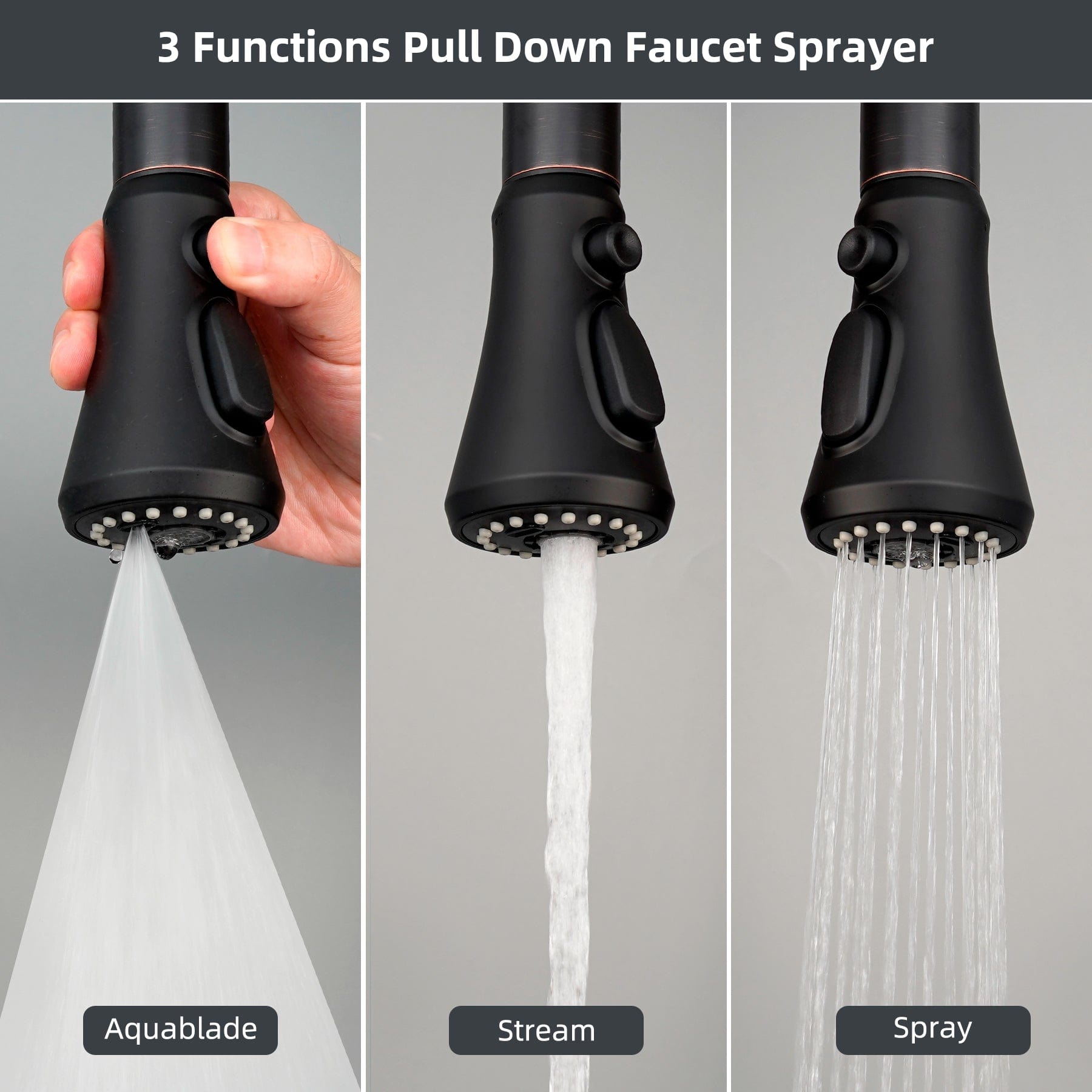 Hibbent Shop Faucet Accessories Hibbent Pull Down Spray Head for Kitchen Faucet, NSF/ANSI/CAN 61 & CUPC Certified 3-Function Spray Nozzle, 15 Adapters, Sink Faucet Head Replacement Compatible with Moen, Delta, Kohler, Matte Black Hibbent Pull Down Spray Head for Kitchen Faucet, NSF/ANSI/CAN 61 & CUPC Certified 3-Function Spray Nozzle, 15 Adapters, Sink Faucet Head Replacement Compatible with Moen, Delta, Kohler, Matte Black