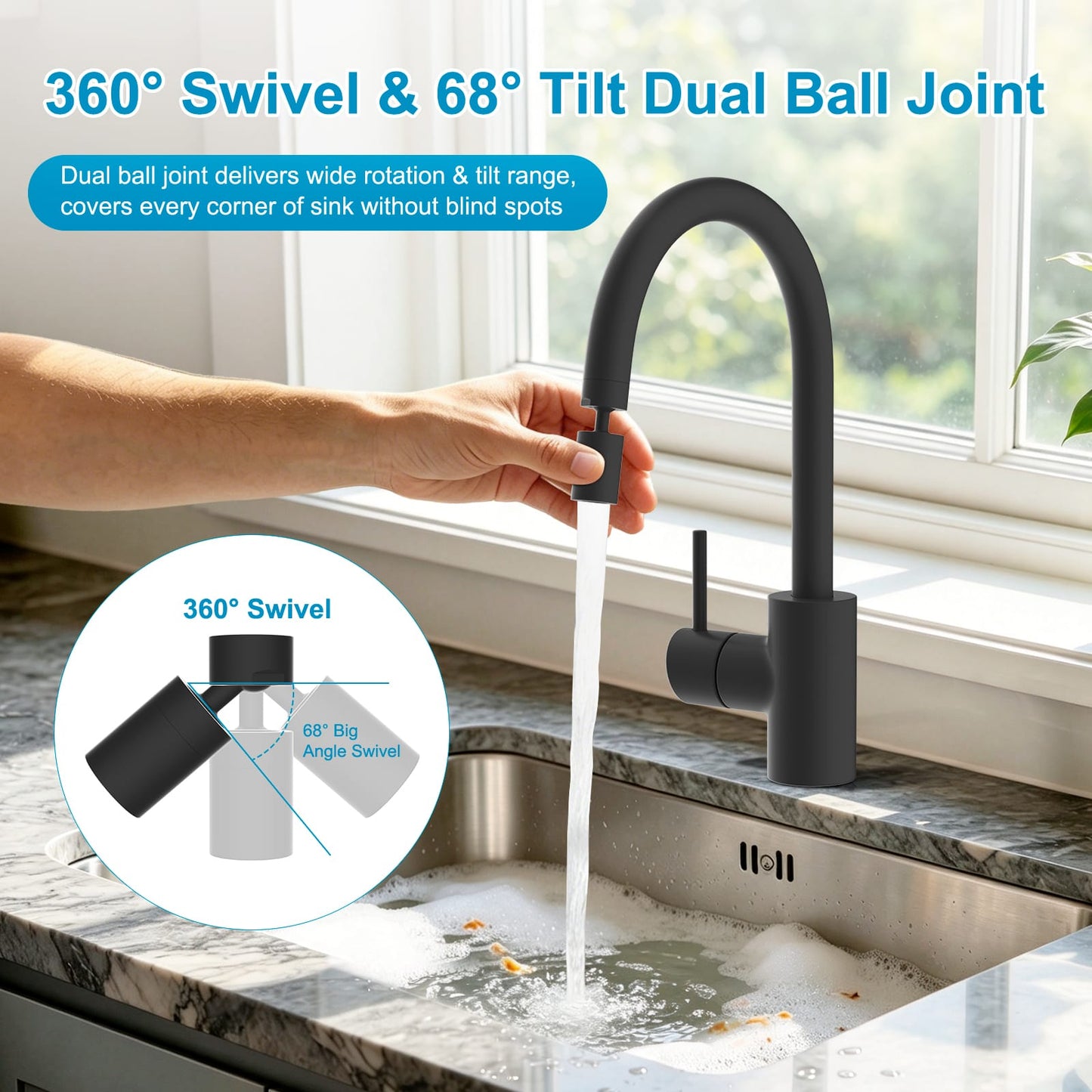 Hibbent Shop Faucet Aerator Hibbent 4-Mode Faucet Aerator, Faucet Sprayer Attachment, Matte Black NSF/ANSI/CAN 372 Certified, 360° Swivel Kitchen & Bathroom Sink Aerator, Faucet Replacement Part, 55/64 Inch Female Thread Hibbent 4-Mode Faucet Aerator, Faucet Sprayer Attachment, Matte Black NSF/ANSI/CAN 372 Certified, 360° Swivel Kitchen & Bathroom Sink Aerator, Faucet Replacement Part, 55/64 Inch Female Thread
