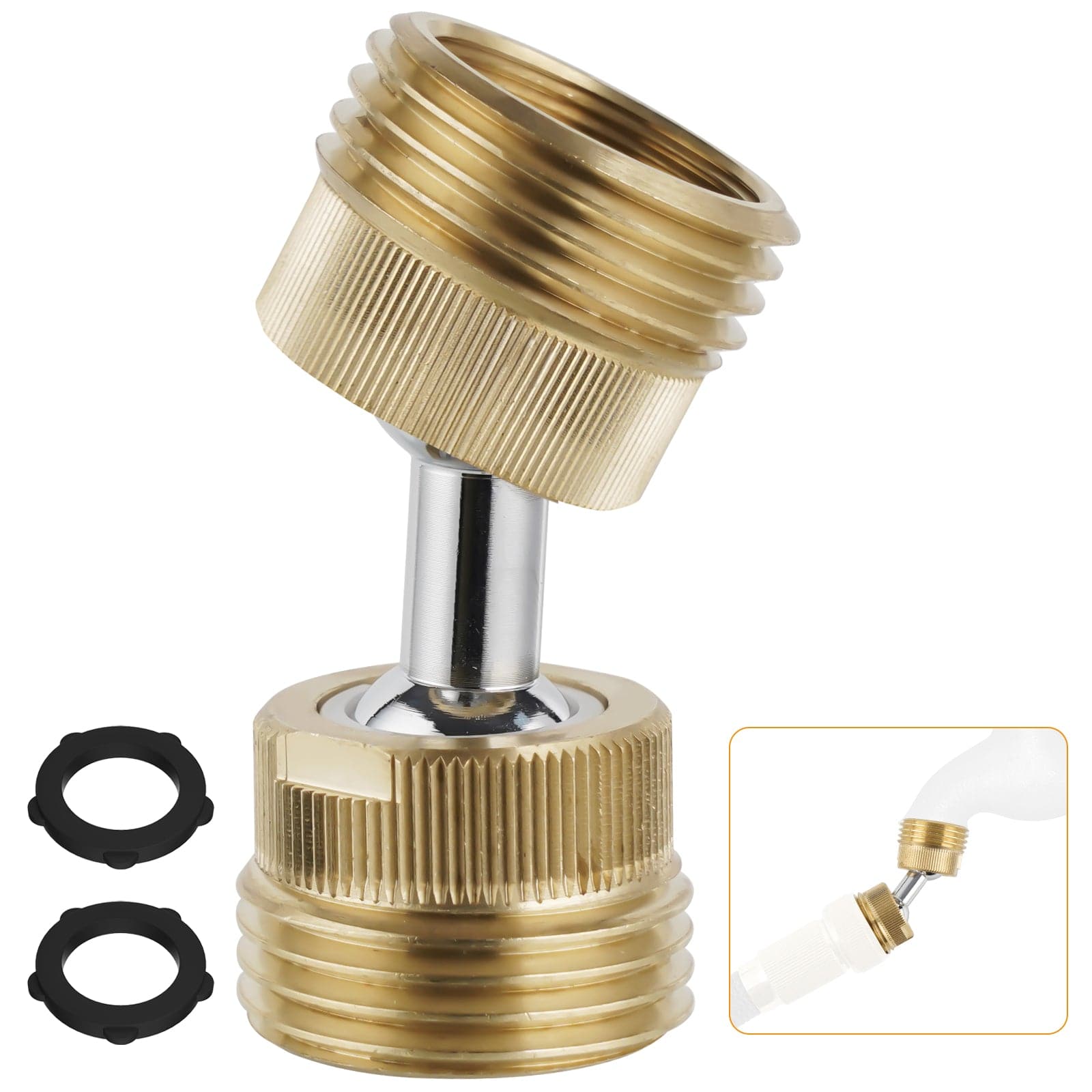 Hibbent Shop Faucet Aerator Hibbent Garden Hose Adapter, 3/4 Inch Swivel Brass Garden Hose Protector, Dual Rotation Male to Male Brass Connector with Extra 4 Washers, 2 Pack Hibbent Garden Hose Adapter, 3/4 Inch Swivel Brass Garden Hose Protector, Dual Rotation Male to Male Brass Connector with Extra 4 Washers, 2 Pack