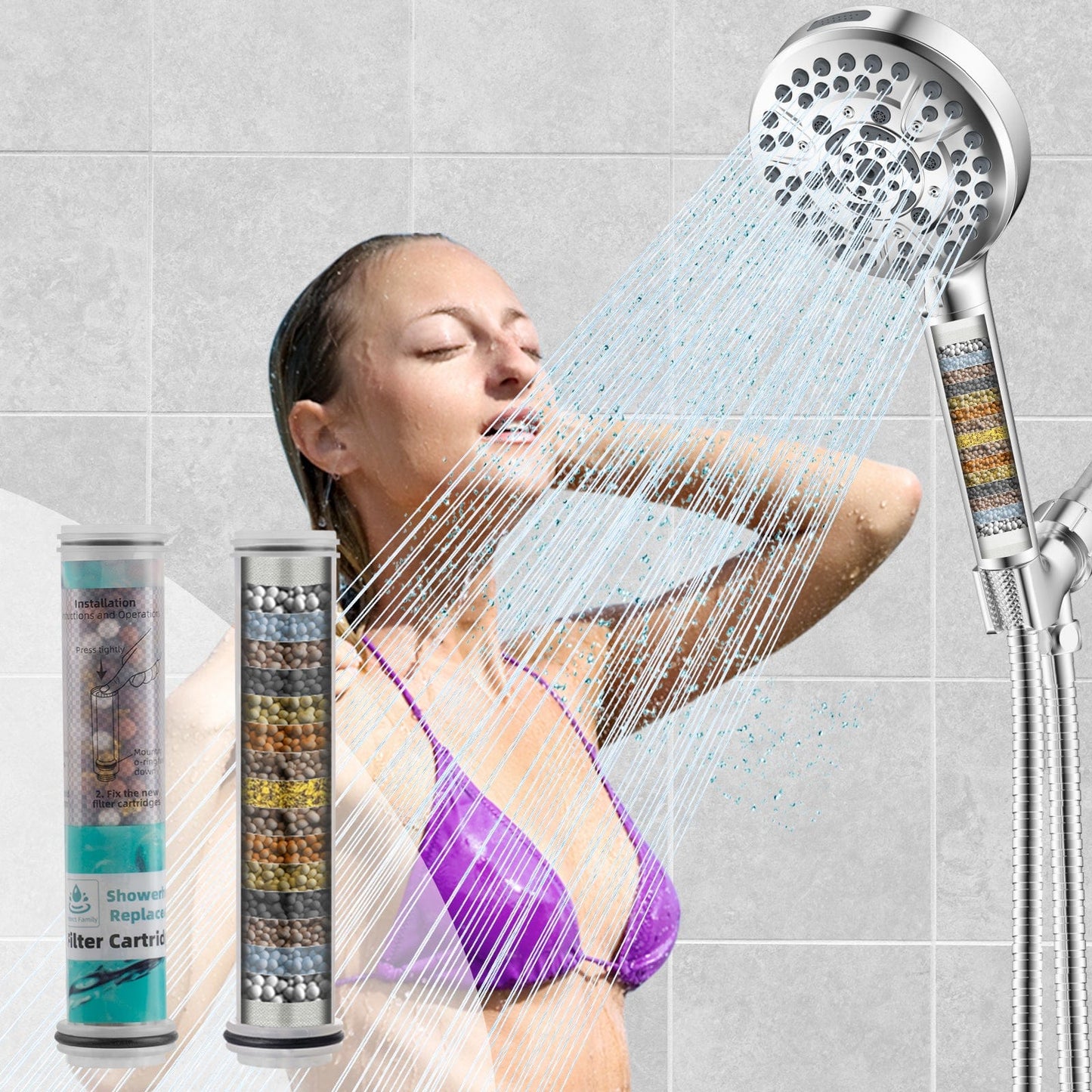 Hibbent Shop Hibbent 2 Pack Replacement Shower Filters for Handheld Shower Head, 20 Stage Showerhead Filter for Hard Water, High Output Shower Filter to Remove Chlorine and Fluoride, Reduces Dry Itchy Skin Hibbent 2 Pack Replacement Shower Filters for Handheld Shower Head, 20 Stage Showerhead Filter for Hard Water, High Output Shower Filter to Remove Chlorine and Fluoride, Reduces Dry Itchy Skin