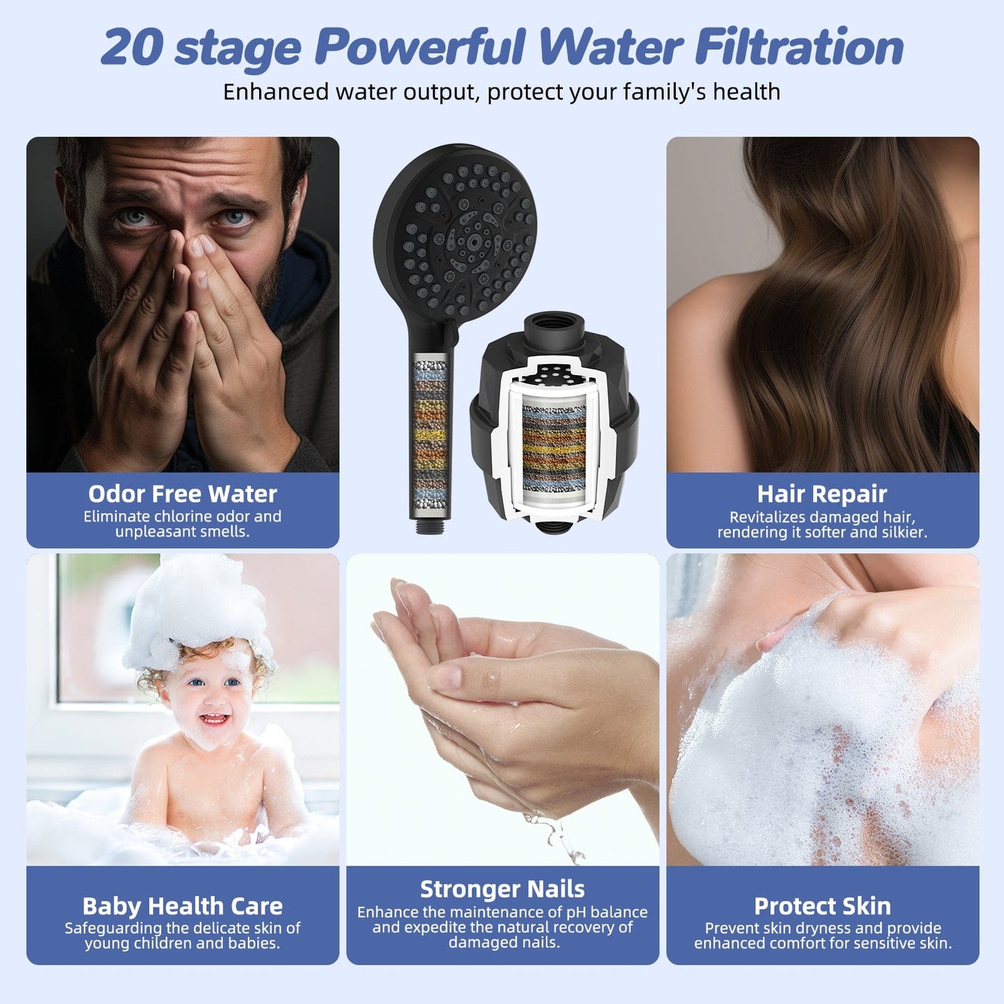 Hibbent Shop Hibbent 5-spray Filtered Rainfall Shower Head Combo, High Pressure 13'' Showerhead with 10 Spray Modes Handheld, All Metal 3 way Diverter Shower Arm, 71'' Hose and Holder, Matte Black Hibbent 5-spray Filtered Rainfall Shower Head Combo, High Pressure 13'' Showerhead with 10 Spray Modes Handheld, All Metal 3 way Diverter Shower Arm, 71'' Hose and Holder, Matte Black