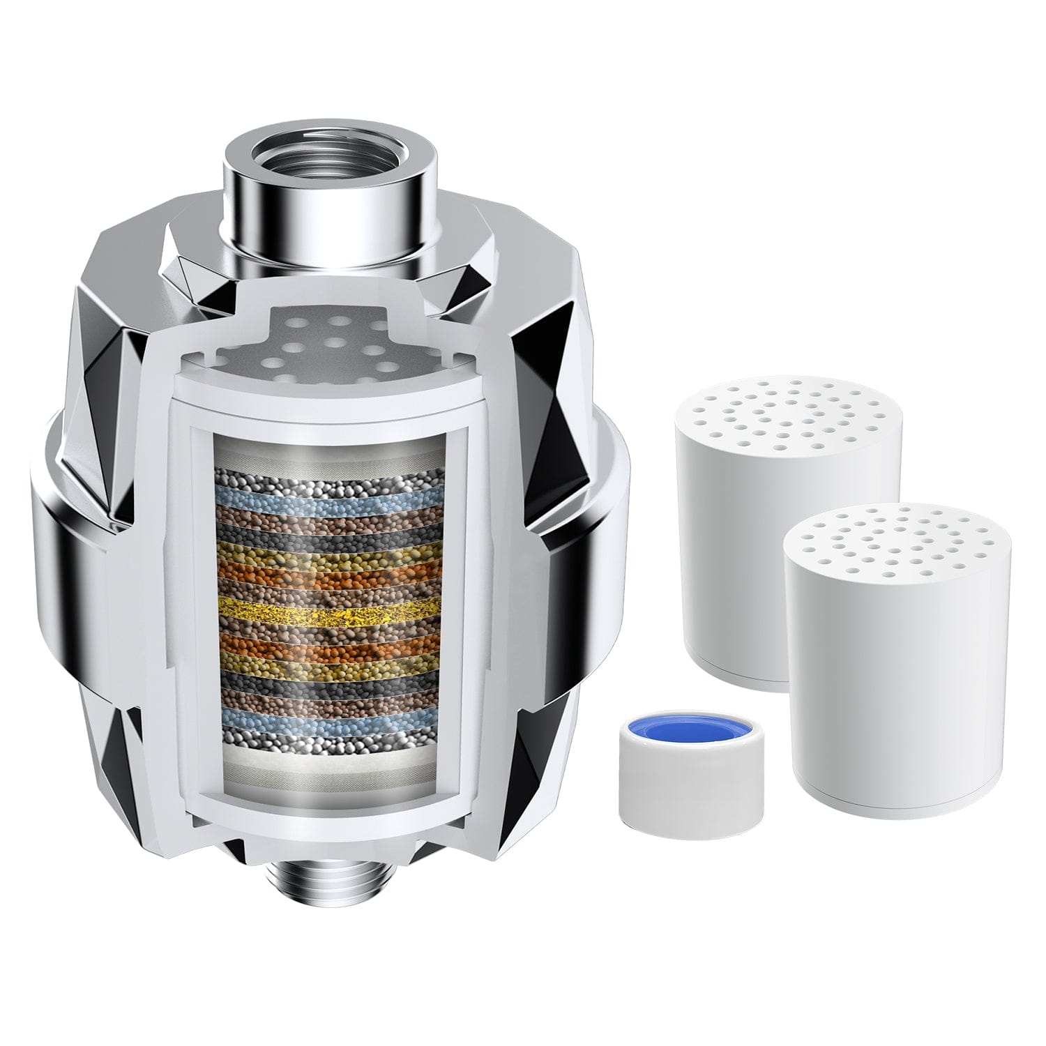 Hibbent Shop Hibbent Shower Filter for Hard Water, High Output Shower Head Filter to Remove Chlorine and Fluoride, 20 Stage Showerhead Filter with Vitamin C