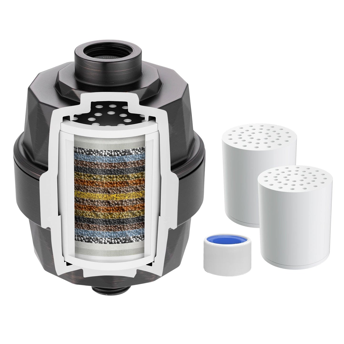 Hibbent Shop Hibbent Shower Filter for Hard Water, High Output Shower Head Filter to Remove Chlorine and Fluoride, 20 Stage Showerhead Filter with Vitamin C