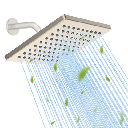 Hibbent Shop Hibbent Thickness Metal Rain Shower Head, 6'' High Pressure Rainfall Shower Head, Square Bathroom Waterfall Shower Heads, High Flow Fixed Showerheads with Adjustable Brass Ball Joint, Brushed Nickel Hibbent Thickness Metal Rain Shower Head, 6'' High Pressure Rainfall Shower Head, Square Bathroom Waterfall Shower Heads, High Flow Fixed Showerheads with Adjustable Brass Ball Joint, Brushed Nickel