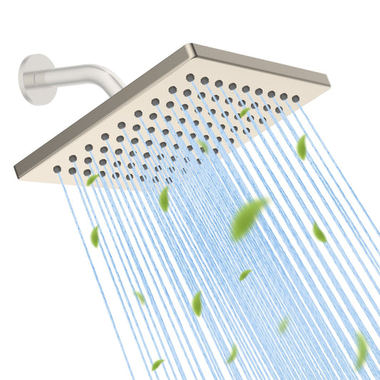 Hibbent Shop Hibbent Thickness Metal Rain Shower Head, 6'' High Pressure Rainfall Shower Head, Square Bathroom Waterfall Shower Heads, High Flow Fixed Showerheads with Adjustable Brass Ball Joint, Brushed Nickel Hibbent Thickness Metal Rain Shower Head, 6'' High Pressure Rainfall Shower Head, Square Bathroom Waterfall Shower Heads, High Flow Fixed Showerheads with Adjustable Brass Ball Joint, Brushed Nickel