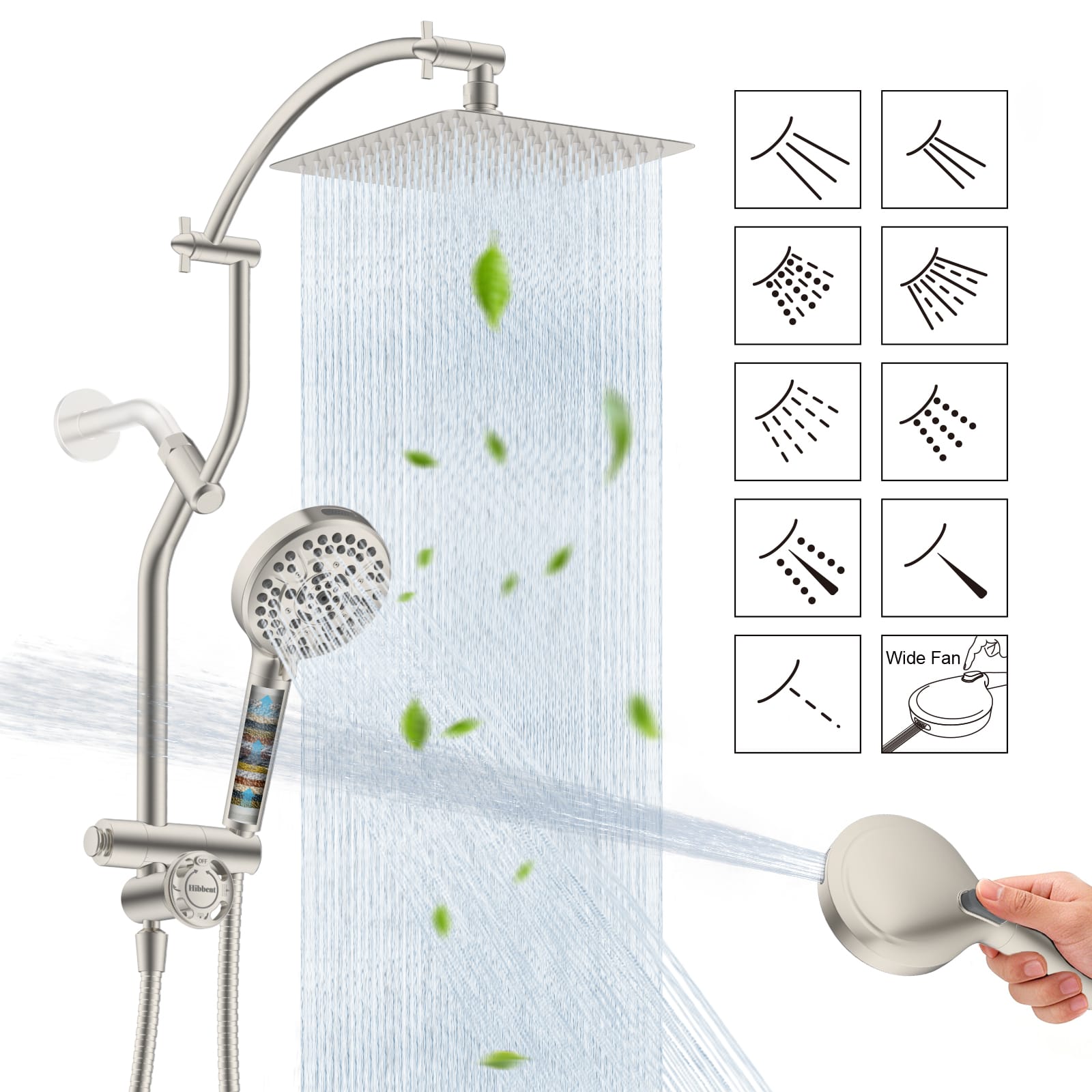 Hibbent Shop Shower Heads Hibbent 10'' All Metal Showerhead Combo & 10 Mode Filtered Handheld | High Pressure Stainless Steel Showerhead, 4-way Diverter, Heightened All Metal Extension Arm, 71'' Hose & Holder, Easy Reach Hibbent 10'' All Metal Showerhead Combo & 10 Mode Filtered Handheld | High Pressure Stainless Steel Showerhead, 4-way Diverter, Heightened All Metal Extension Arm, 71'' Hose & Holder, Easy Reach