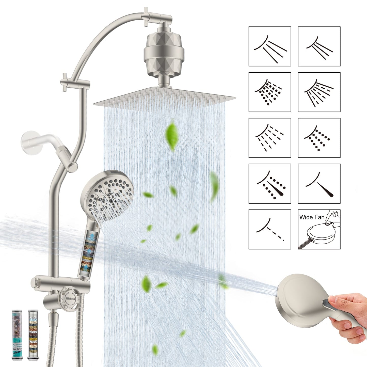 Hibbent Shop Shower Heads Hibbent 10'' All Metal Showerhead Combo & 10 Mode Filtered Handheld | High Pressure Stainless Steel Showerhead, 4-way Diverter, Heightened All Metal Extension Arm, 71'' Hose & Holder, Easy Reach Hibbent 10'' All Metal Showerhead Combo & 10 Mode Filtered Handheld | High Pressure Stainless Steel Showerhead, 4-way Diverter, Heightened All Metal Extension Arm, 71'' Hose & Holder, Easy Reach