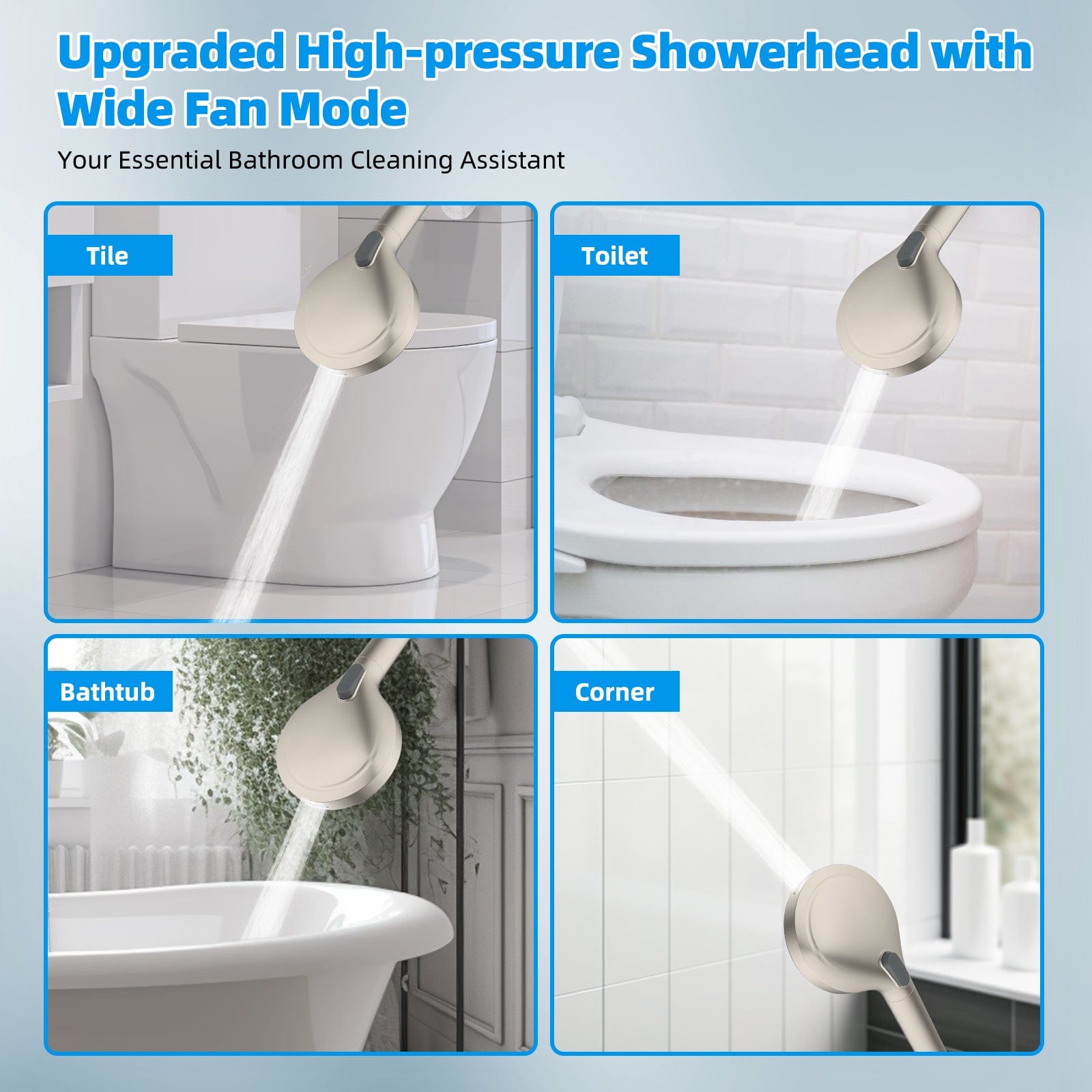 Hibbent Shop Shower Heads Hibbent 12'' All Metal Shower Head, High Pressure Rainfall Shower Head/Handheld Showerhead Combo/ 12'' Adjustable Curved Shower Extension Arm, 10-Spray, 71'' Adhesive Showerhead Holder, Brushed Nickel Hibbent 12'' All Metal Shower Head, High Pressure Rainfall Shower Head/Handheld Showerhead Combo/ 12'' Adjustable Curved Shower Extension Arm, 10-Spray, 71'' Adhesive Showerhead Holder, Brushed Nickel