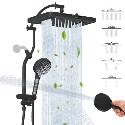 Hibbent Shop Shower Heads Hibbent 13'' Rain Showerhead Combo, 10 Mode Filtered Handheld Spray | High Pressure 5-Spray Showerhead, 4-way Diverter, Upgraded Heightened All Metal Extension Arm, 71'' Hose & Holder, Easy Reach Hibbent 13'' Rain Showerhead Combo, 10 Mode Filtered Handheld Spray | High Pressure 5-Spray Showerhead, 4-way Diverter, Upgraded Heightened All Metal Extension Arm, 71'' Hose & Holder, Easy Reach