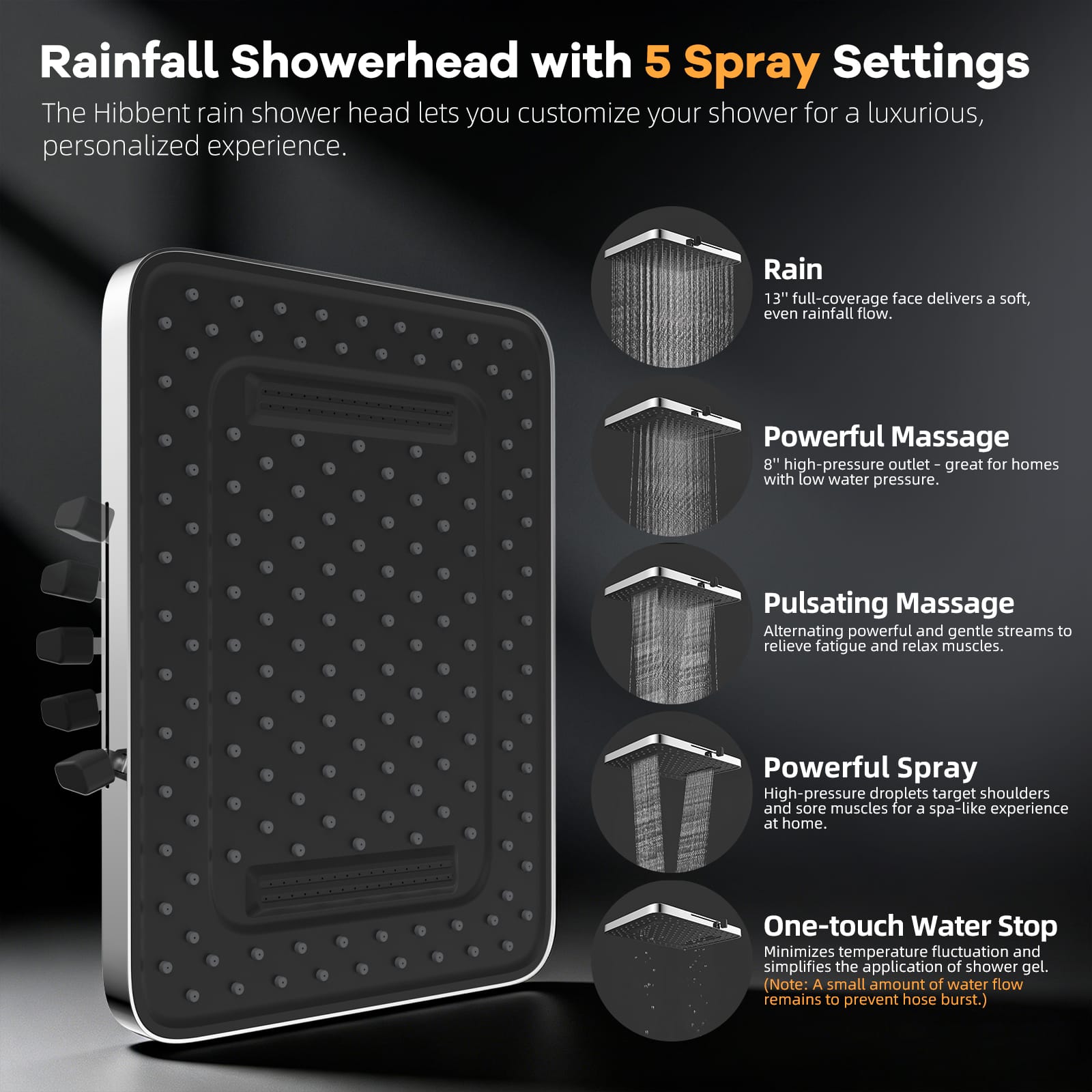 Hibbent Shop Shower Heads Hibbent 13'' Rain Showerhead Combo, 10 Mode Filtered Handheld Spray | High Pressure 5-Spray Showerhead, 4-way Diverter, Upgraded Heightened All Metal Extension Arm, 71'' Hose & Holder, Easy Reach Hibbent 13'' Rain Showerhead Combo, 10 Mode Filtered Handheld Spray | High Pressure 5-Spray Showerhead, 4-way Diverter, Upgraded Heightened All Metal Extension Arm, 71'' Hose & Holder, Easy Reach