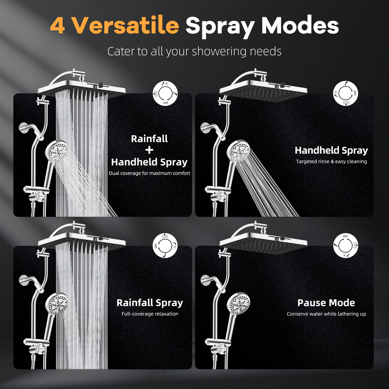Hibbent Shop Shower Heads Hibbent 13'' Rain Showerhead Combo, 10 Mode Filtered Handheld Spray | High Pressure 5-Spray Showerhead, 4-way Diverter, Upgraded Heightened All Metal Extension Arm, 71'' Hose & Holder, Easy Reach Hibbent 13'' Rain Showerhead Combo, 10 Mode Filtered Handheld Spray | High Pressure 5-Spray Showerhead, 4-way Diverter, Upgraded Heightened All Metal Extension Arm, 71'' Hose & Holder, Easy Reach