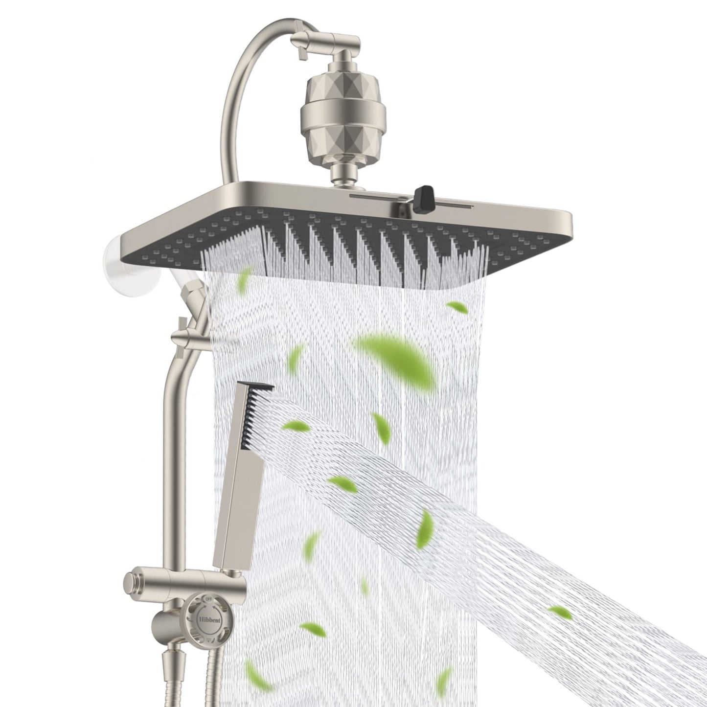 Hibbent Shop Shower Heads Hibbent 5-spray Filtered Rainfall Shower Head Combo, High Pressure 13'' Showerhead with Stainless Steel 4 Spray Modes Handheld, All Metal 4-way Diverter Arm, 71'' Hose & Holder, Brushed Nickel Hibbent 5-spray Filtered Rainfall Shower Head Combo, High Pressure 13'' Showerhead with Stainless Steel 4 Spray Modes Handheld, All Metal 4-way Diverter Arm, 71'' Hose & Holder, Brushed Nickel