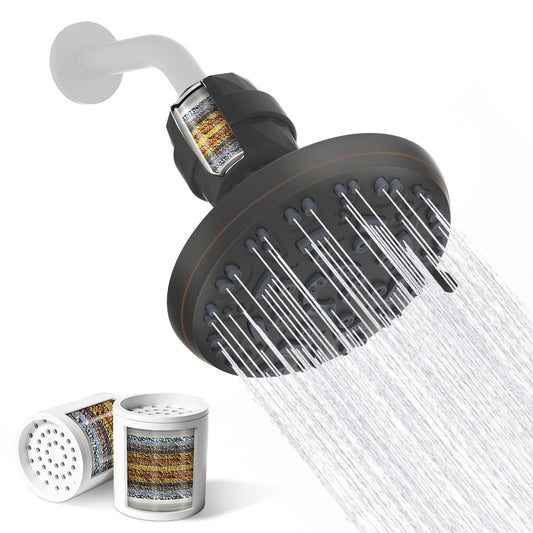 Hibbent Shop Shower Heads Hibbent 7'' High Pressure Filtered Rainfall Shower Head, Oil Rubbed Bronze 8 Modes with 2 Replaceable Filter Cartridges, 20 Stage High Output Shower Filter to Remove Chlorine and Heavy Metals Hibbent 7'' High Pressure Filtered Rainfall Shower Head, Oil Rubbed Bronze 8 Modes with 2 Replaceable Filter Cartridges, 20 Stage High Output Shower Filter to Remove Chlorine and Heavy Metals