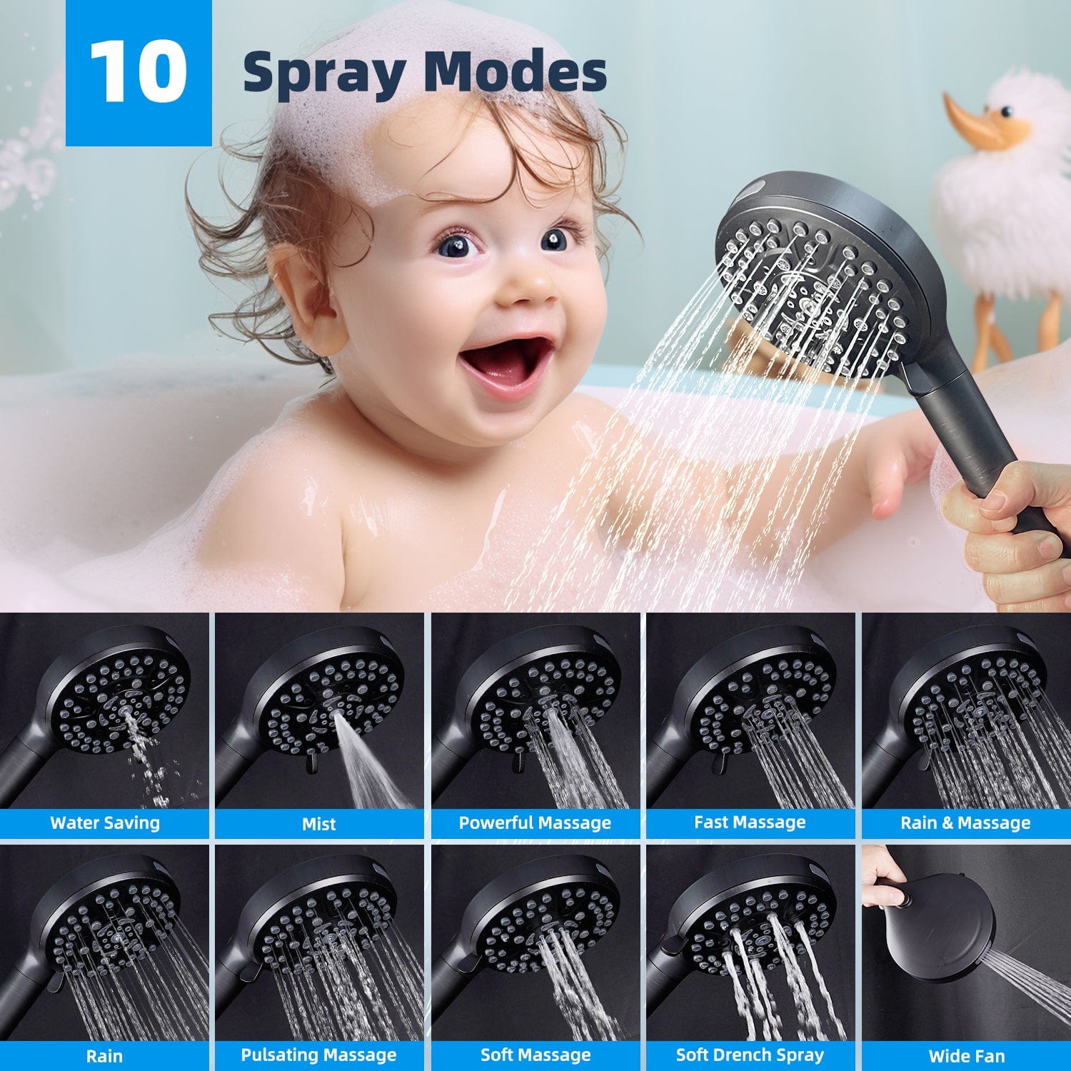 Hibbent Shop Shower Heads Hibbent All Metal 10'' Dual Filtered Rainfall Shower Head Combo, High Pressure Handheld Shower Head with 12'' Adjustable Extension Arm, 20 Stage Shower Filter, 10-spray, 71'' Hose Hibbent All Metal 10'' Dual Filtered Rainfall Shower Head Combo, High Pressure Handheld Shower Head with 12'' Adjustable Extension Arm, 20 Stage Shower Filter, 10-spray, 71'' Hose