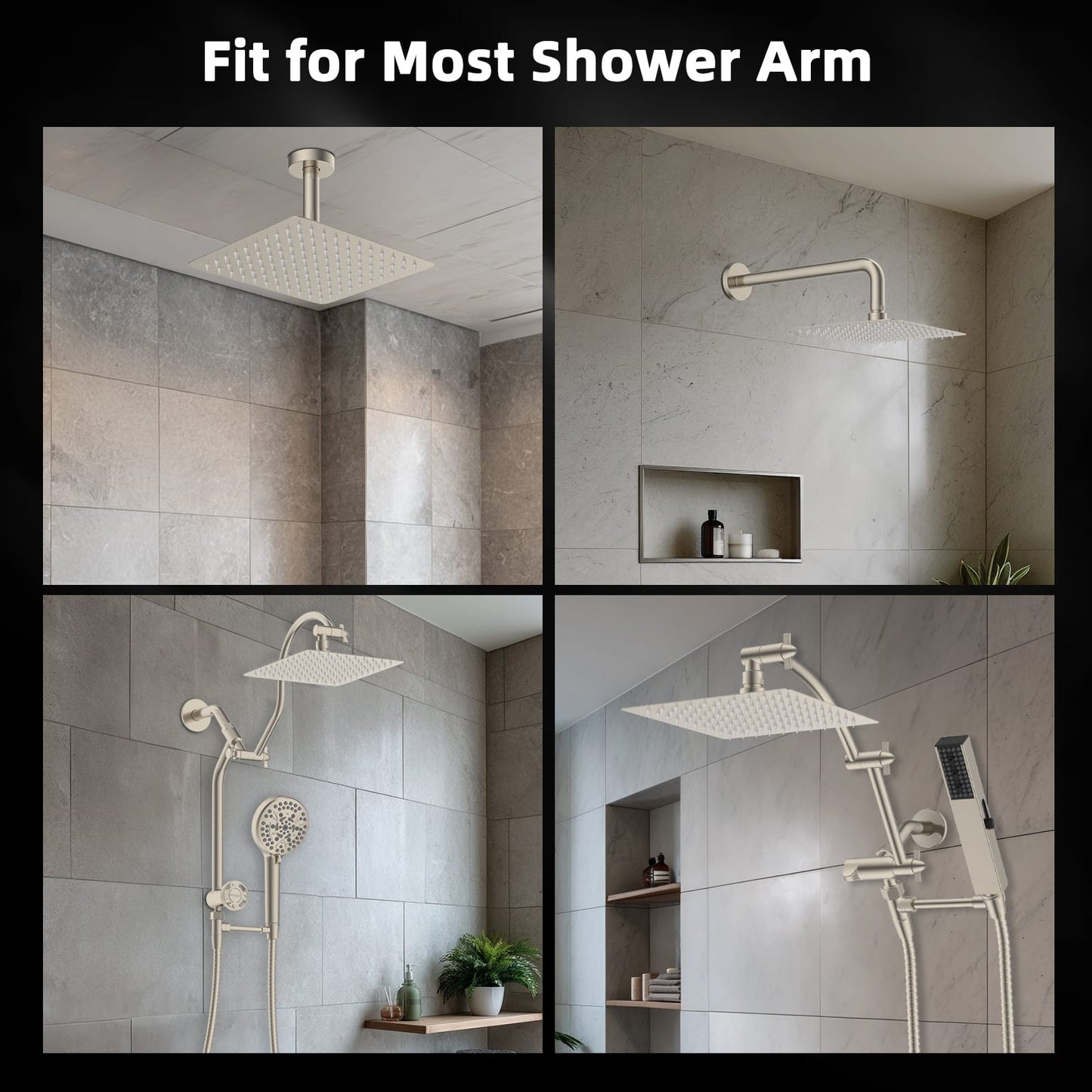Hibbent Shop Shower Heads Hibbent All Metal 10x9 Inch Shower Head, High Pressure Stainless Steel Rain Showerheads, Bathroom Rainfall Showerhead with Ultra-thin Design, Adjustable Brass Joint, Silicone Nozzles, Brushed Nickel Hibbent All Metal 10x9 Inch Shower Head, High Pressure Stainless Steel Rain Showerheads, Bathroom Rainfall Showerhead with Ultra-thin Design, Adjustable Brass Joint, Silicone Nozzles, Brushed Nickel