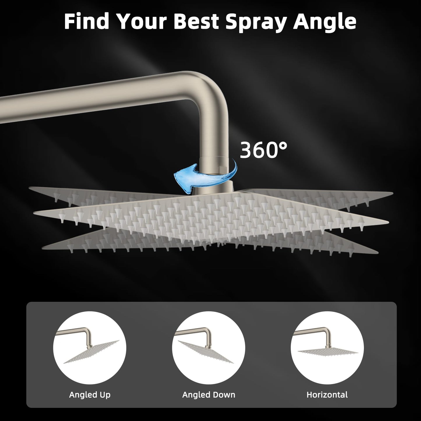 Hibbent Shop Shower Heads Hibbent All Metal 10x9 Inch Shower Head, High Pressure Stainless Steel Rain Showerheads, Bathroom Rainfall Showerhead with Ultra-thin Design, Adjustable Brass Joint, Silicone Nozzles, Brushed Nickel Hibbent All Metal 10x9 Inch Shower Head, High Pressure Stainless Steel Rain Showerheads, Bathroom Rainfall Showerhead with Ultra-thin Design, Adjustable Brass Joint, Silicone Nozzles, Brushed Nickel