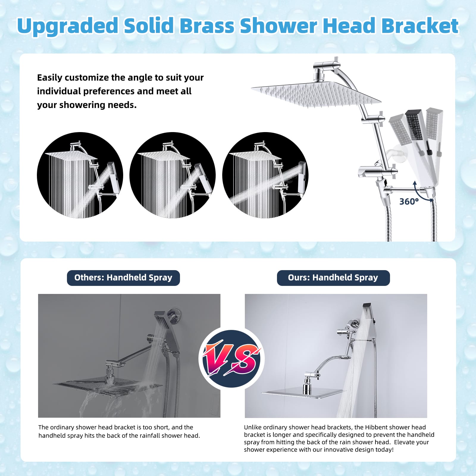 Hibbent Shop Shower Heads Hibbent All Metal CUPC Certified 10'' Rainfall Shower Head, Dual Shower Head Combo, High Pressure Handheld 4 Sprays Shower Wand, 16'' Adjustable Extension Arm, 71'' Hose, Shower Holder, Chrome Hibbent All Metal CUPC Certified 10'' Rainfall Shower Head, Dual Shower Head Combo, High Pressure Handheld 4 Sprays Shower Wand, 16'' Adjustable Extension Arm, 71'' Hose, Shower Holder, Chrome