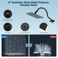 Hibbent Shop Shower Heads Hibbent All Metal CUPC Certified Shower Head, 8'' High Pressure Rainfall Shower Head, Handheld Showerhead Combo, 12'' Adjustable Extension Arm, 10 Sprays, 71'' Hose, Shower Holder, Matte Black Hibbent All Metal CUPC Certified Shower Head, 8'' High Pressure Rainfall Shower Head, Handheld Showerhead Combo, 12'' Adjustable Extension Arm, 10 Sprays, 71'' Hose, Shower Holder, Matte Black