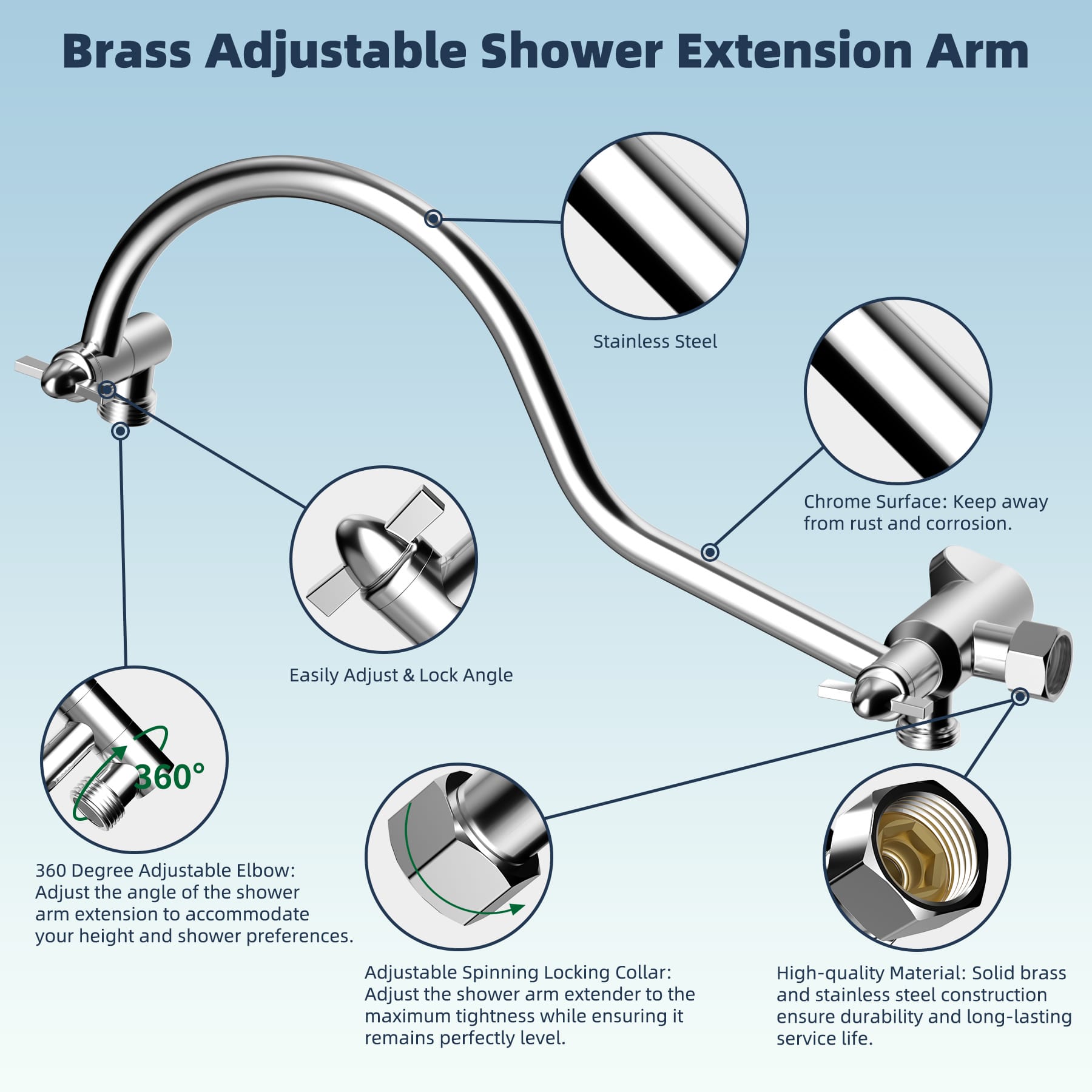 Hibbent Shop Shower Heads Hibbent All Metal CUPC Certified Shower Head, 8'' High Pressure Rainfall Shower Head, Handheld Showerhead Combo, 12'' Adjustable Extension Arm, 10 Sprays, 71'' Shower Hose, Showerhead Holder, Chrome Hibbent All Metal CUPC Certified Shower Head, 8'' High Pressure Rainfall Shower Head, Handheld Showerhead Combo, 12'' Adjustable Extension Arm, 10 Sprays, 71'' Shower Hose, Showerhead Holder, Chrome