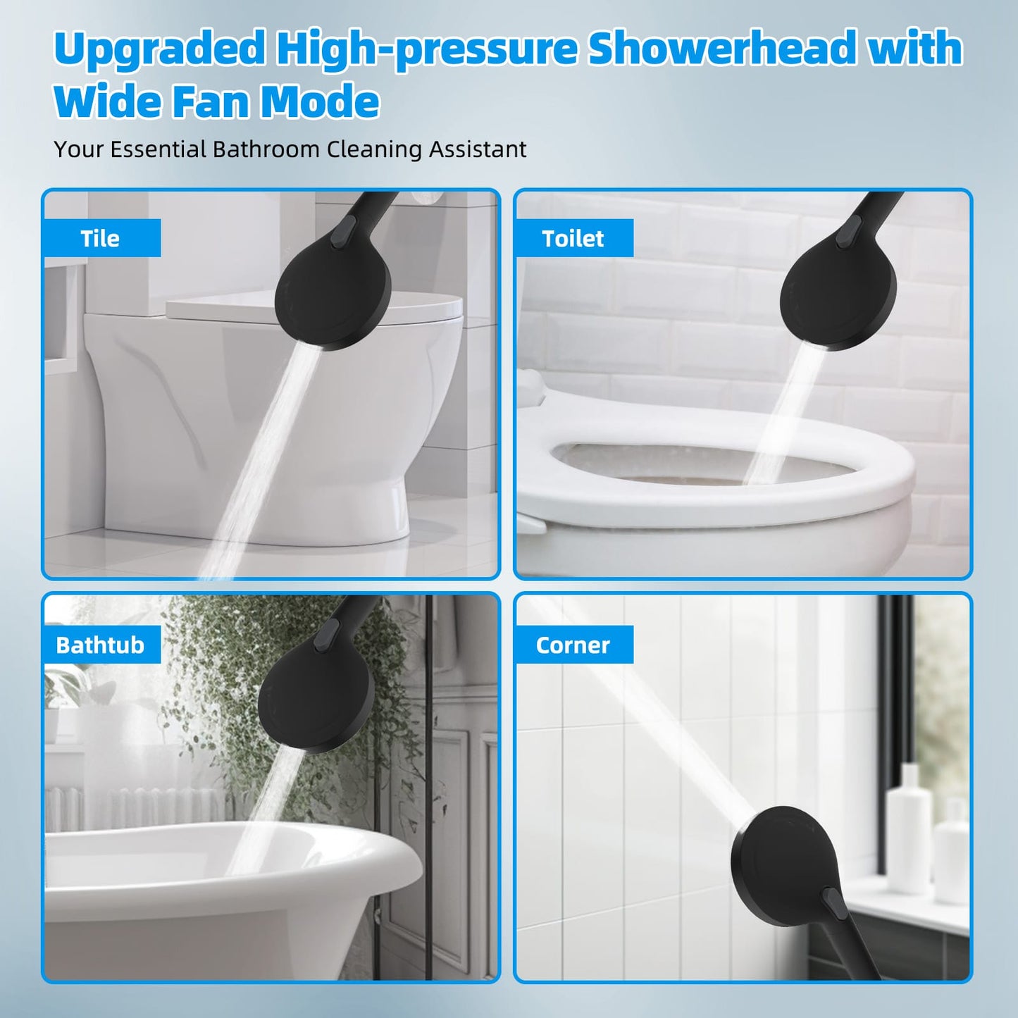 Hibbent Shop Shower Heads Hibbent All Metal High Pressure Rainfall 10'' Shower Head, CUPC Certified Handheld Showerhead Combo, 12'' Adjustable Shower Extension Arm, 10-Spray, 71'' Hose, Adhesive Showerhead Holder, Matte Black Hibbent All Metal High Pressure Rainfall 10'' Shower Head, CUPC Certified Handheld Showerhead Combo, 12'' Adjustable Shower Extension Arm, 10-Spray, 71'' Hose, Adhesive Showerhead Holder, Matte Black