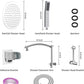 Hibbent Shop Shower Heads Hibbent All Metal Rain Shower Head Combo & Handheld Shower Wand Adjustable Arc-shaped Extension Arm