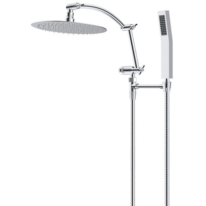 Hibbent Shop Shower Heads Hibbent All Metal Rain Shower Head Combo & Handheld Shower Wand Adjustable Arc-shaped Extension Arm