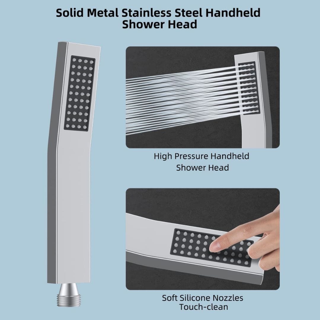 Hibbent Shop Shower Heads Hibbent All Metal Rain Shower Head Combo with Hose & High Pressure Handheld Shower Wand