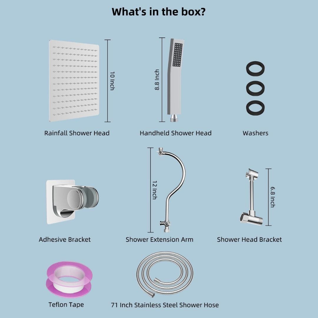 Hibbent Shop Shower Heads Hibbent All Metal Rain Shower Head Combo with Hose & High Pressure Handheld Shower Wand