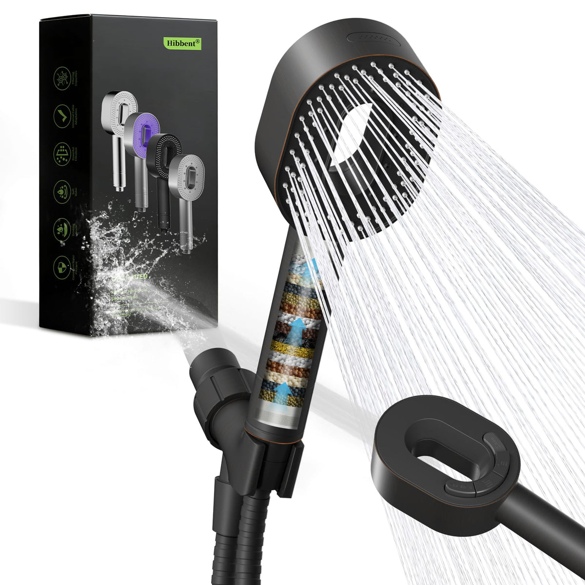Hibbent Shop Shower Heads Hibbent Filtered Showerhead with handheld, High Pressure 5 Sprays Handheld Shower Head with Brass Holder& 71" Metal Hose, Water Softener for Hard Water-Remove Chlorine, Reduces Dry Itchy Skin Hibbent Filtered Showerhead with handheld, High Pressure 5 Sprays Handheld Shower Head with Brass Holder& 71" Metal Hose, Water Softener for Hard Water-Remove Chlorine, Reduces Dry Itchy Skin