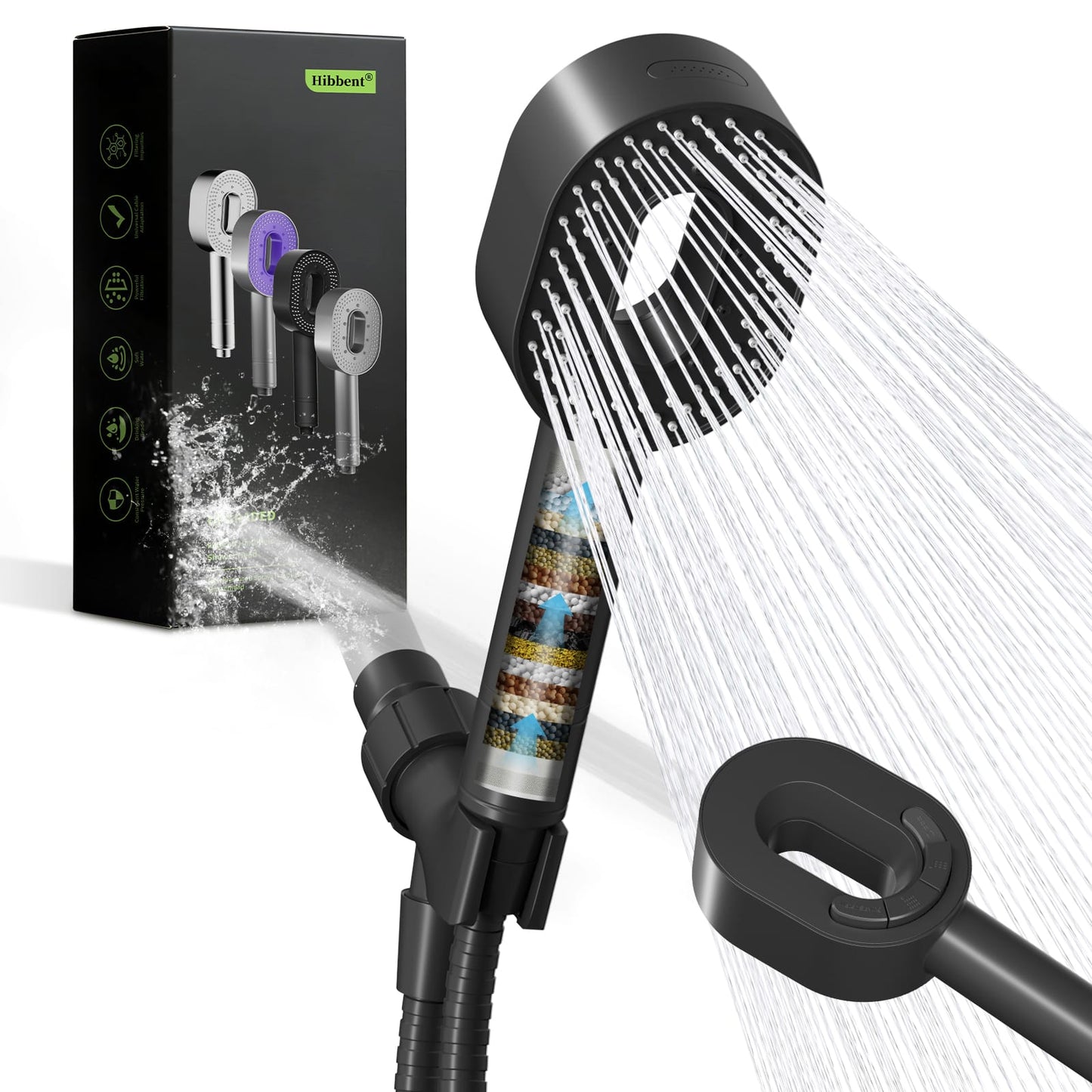 Hibbent Shop Shower Heads Hibbent Filtered Showerhead with handheld, High Pressure 5 Sprays Handheld Shower Head with Brass Holder& 71" Metal Hose, Water Softener for Hard Water-Remove Chlorine, Reduces Dry Itchy Skin Hibbent Filtered Showerhead with handheld, High Pressure 5 Sprays Handheld Shower Head with Brass Holder& 71" Metal Hose, Water Softener for Hard Water-Remove Chlorine, Reduces Dry Itchy Skin