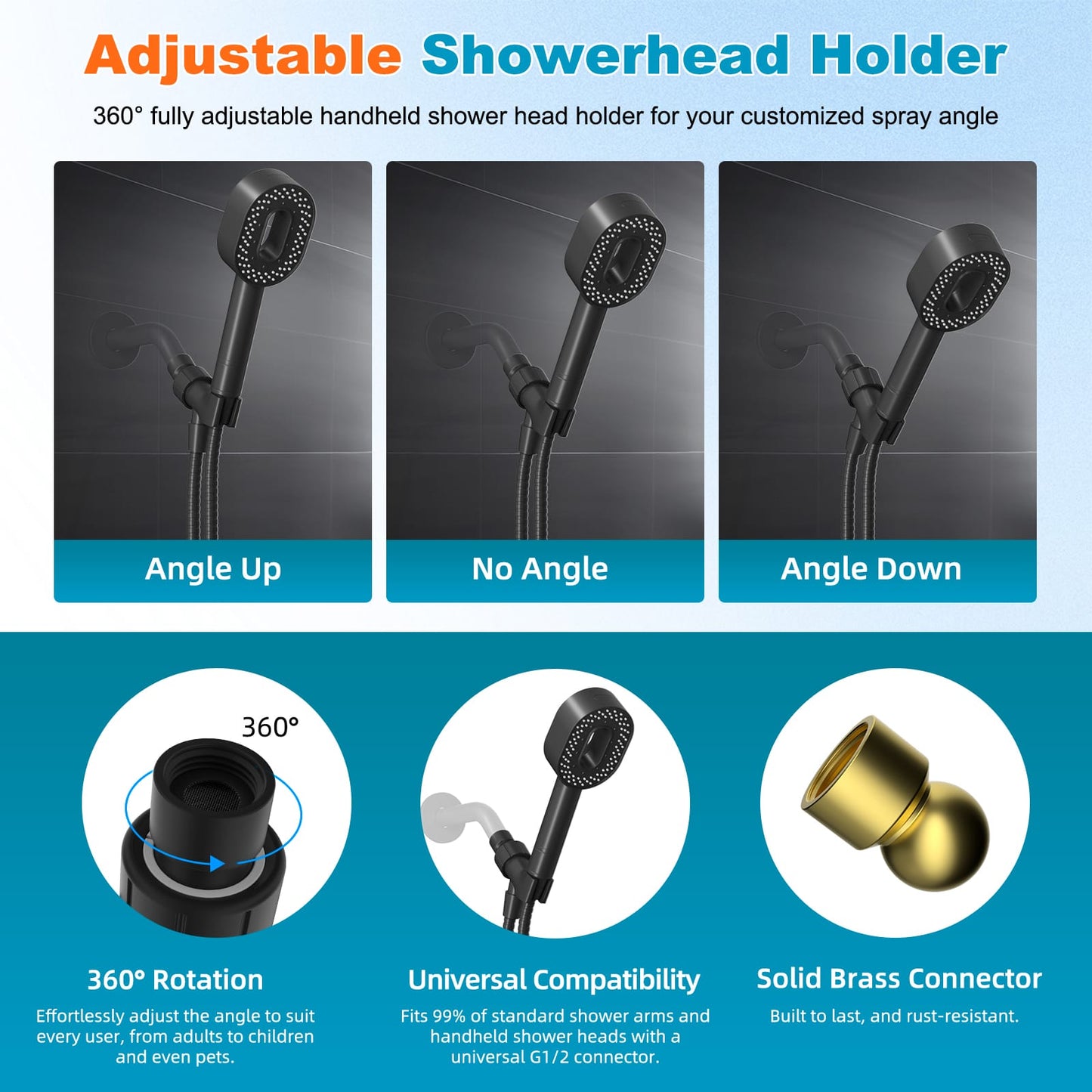 Hibbent Shop Shower Heads Hibbent Filtered Showerhead with handheld, High Pressure 5 Sprays Handheld Shower Head with Brass Holder& 71" Metal Hose, Water Softener for Hard Water-Remove Chlorine, Reduces Dry Itchy Skin Hibbent Filtered Showerhead with handheld, High Pressure 5 Sprays Handheld Shower Head with Brass Holder& 71" Metal Hose, Water Softener for Hard Water-Remove Chlorine, Reduces Dry Itchy Skin