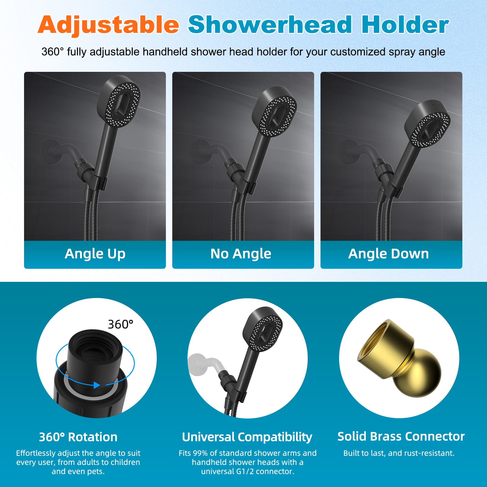 Hibbent Shop Shower Heads Hibbent Filtered Showerhead with handheld, High Pressure 5 Sprays Handheld Shower Head with Brass Holder& 71" Metal Hose, Water Softener for Hard Water-Remove Chlorine, Reduces Dry Itchy Skin Hibbent Filtered Showerhead with handheld, High Pressure 5 Sprays Handheld Shower Head with Brass Holder& 71" Metal Hose, Water Softener for Hard Water-Remove Chlorine, Reduces Dry Itchy Skin