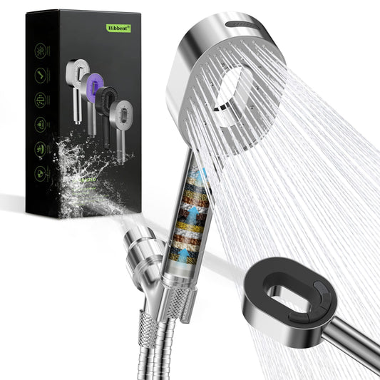 Hibbent Shop Shower Heads Hibbent Filtered Showerhead with handheld, High Pressure 5 Sprays Handheld Shower Head with Brass Holder& 71" Metal Hose, Water Softener for Hard Water-Remove Chlorine, Reduces Dry Itchy Skin Hibbent Filtered Showerhead with handheld, High Pressure 5 Sprays Handheld Shower Head with Brass Holder& 71" Metal Hose, Water Softener for Hard Water-Remove Chlorine, Reduces Dry Itchy Skin