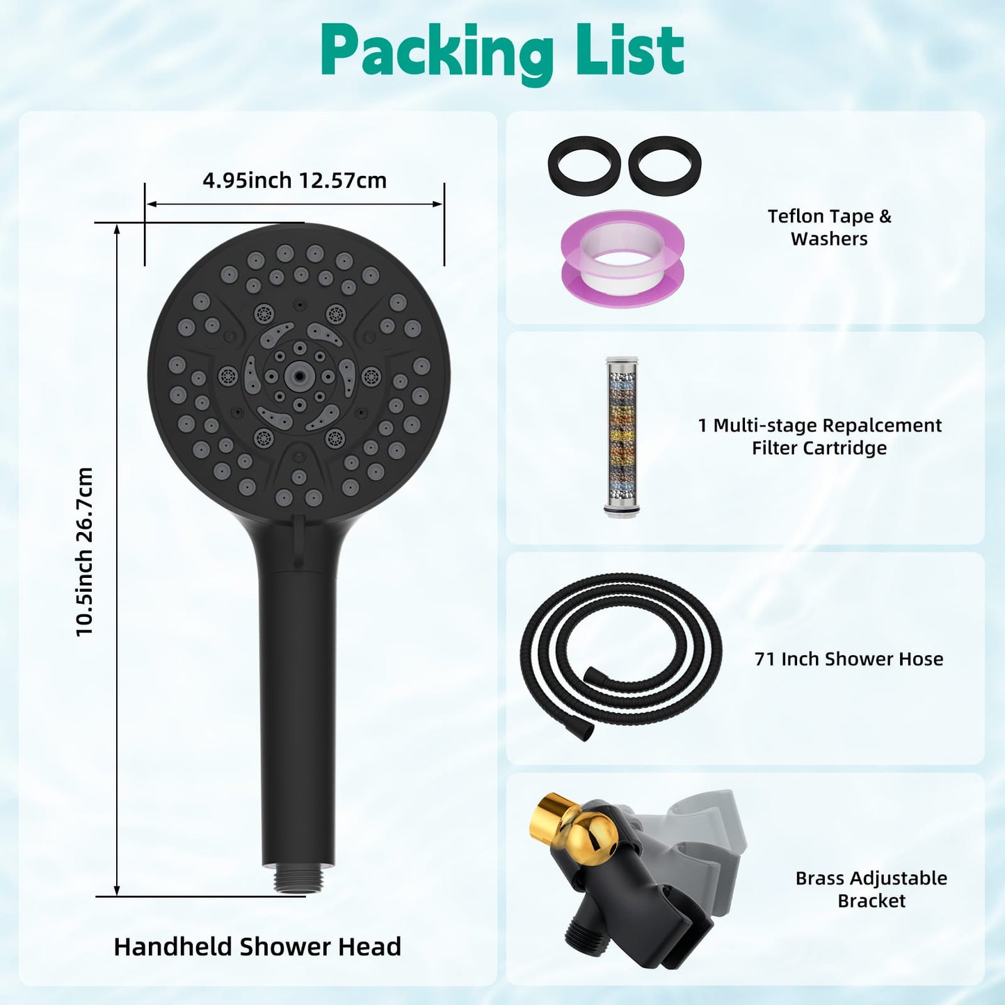 Hibbent Shop Shower Heads Hibbent High Pressure 10-mode Shower Head, Filtered Handheld Showerhead with Adjustable Brass Joint Holder, 71" Metal Hose, Improve Skin & Hair, Built-in Power Wash to Clean Tub & Pets, Black Hibbent High Pressure 10-mode Shower Head, Filtered Handheld Showerhead with Adjustable Brass Joint Holder, 71" Metal Hose, Improve Skin & Hair, Built-in Power Wash to Clean Tub & Pets, Black