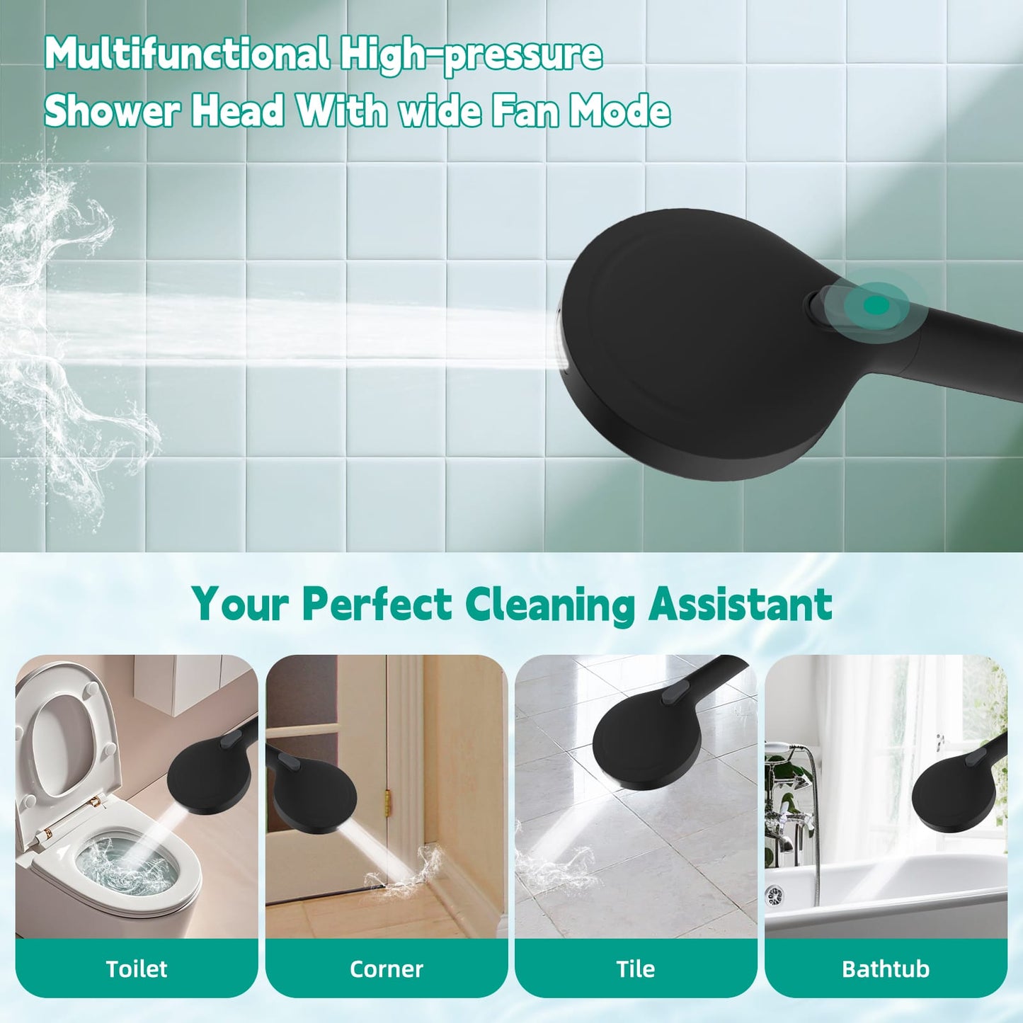 Hibbent Shop Shower Heads Hibbent High Pressure 10-mode Shower Head, Filtered Handheld Showerhead with Adjustable Brass Joint Holder, 71" Metal Hose, Improve Skin & Hair, Built-in Power Wash to Clean Tub & Pets, Black Hibbent High Pressure 10-mode Shower Head, Filtered Handheld Showerhead with Adjustable Brass Joint Holder, 71" Metal Hose, Improve Skin & Hair, Built-in Power Wash to Clean Tub & Pets, Black