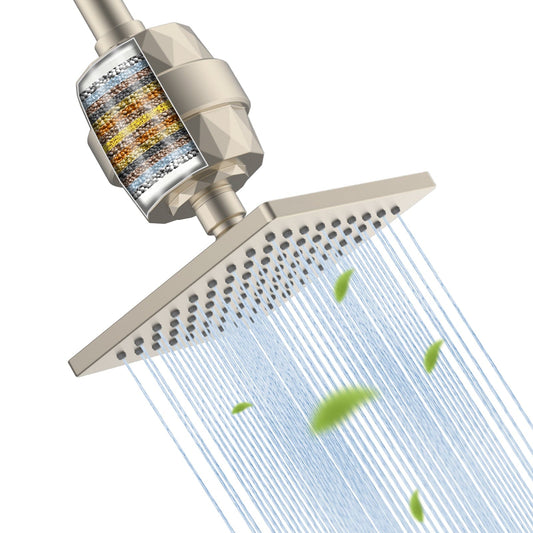 Hibbent Shop Shower Heads Hibbent Metal Filtered Shower Head, 6'' High Pressure RainShower Head, 20 Stage Shower Filter for Hard Water Softener, Bathroom Rainfall Shower Head to Remove Chlorine and Heavy Metal Hibbent Metal Filtered Shower Head, 6'' High Pressure RainShower Head, 20 Stage Shower Filter for Hard Water Softener, Bathroom Rainfall Shower Head to Remove Chlorine and Heavy Metal