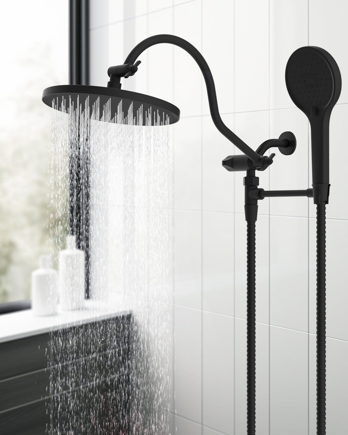 Hibbent Shop Shower Heads Hibbent Self-cleaning Shower Head, 10'' High Pressure Rainfall Shower Head, Showerhead Combo/Handheld Shower Head, 12'' Adjustable Curved Shower Extension Arm, 71'' Hose, 2 Shower Holders, Matte Black Hibbent Self-cleaning Shower Head, 10'' High Pressure Rainfall Shower Head, Showerhead Combo/Handheld Shower Head, 12'' Adjustable Curved Shower Extension Arm, 71'' Hose, 2 Shower Holders, Matte Black