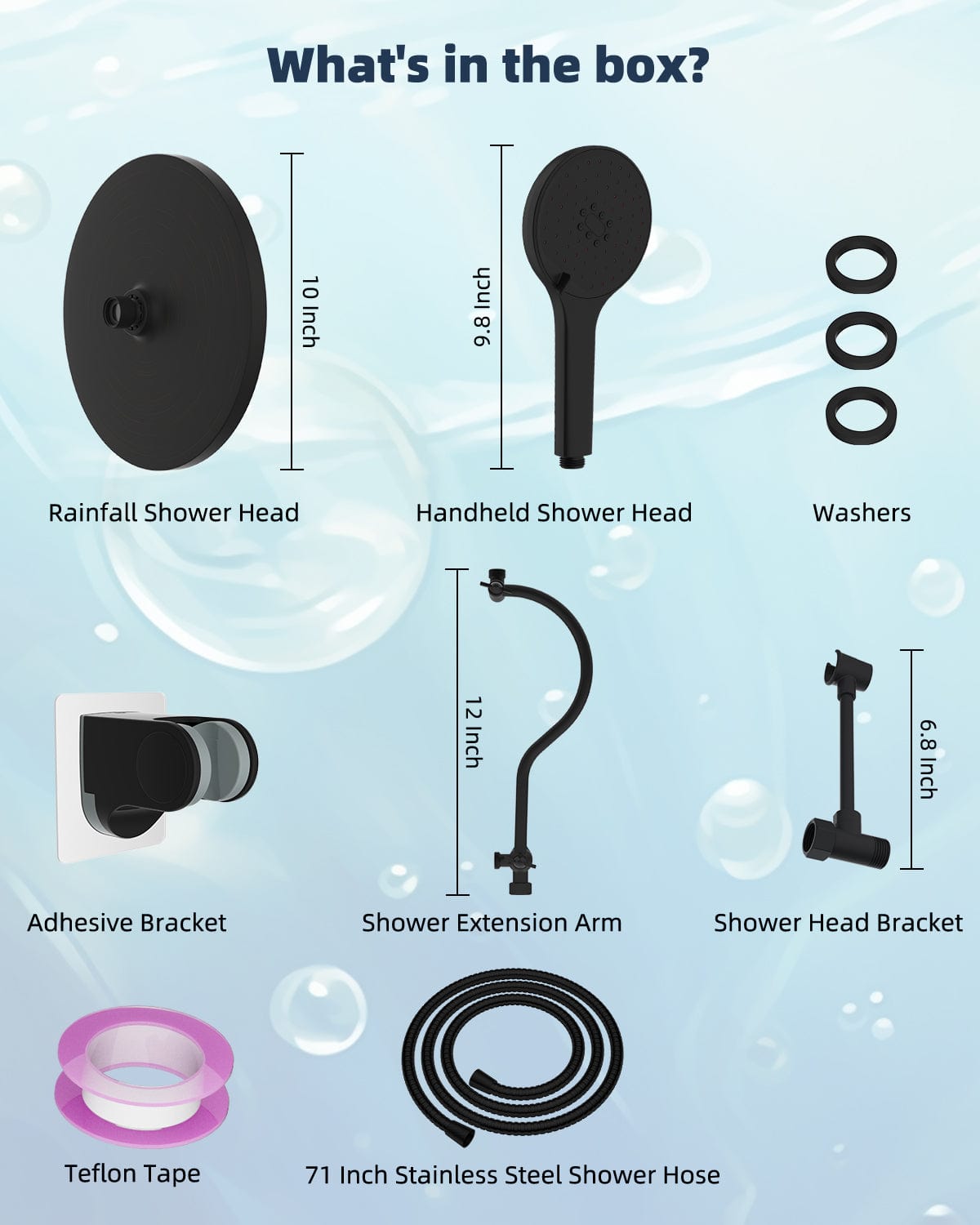 Hibbent Shop Shower Heads Hibbent Self-cleaning Shower Head, 10'' High Pressure Rainfall Shower Head, Showerhead Combo/Handheld Shower Head, 12'' Adjustable Curved Shower Extension Arm, 71'' Hose, 2 Shower Holders, Matte Black Hibbent Self-cleaning Shower Head, 10'' High Pressure Rainfall Shower Head, Showerhead Combo/Handheld Shower Head, 12'' Adjustable Curved Shower Extension Arm, 71'' Hose, 2 Shower Holders, Matte Black