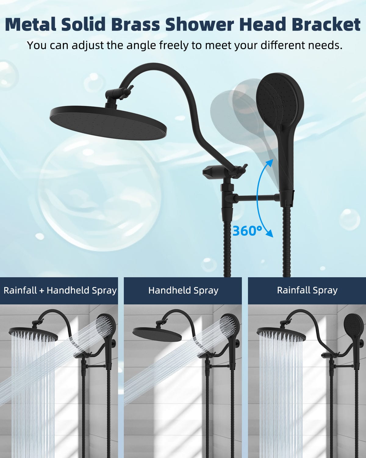 Hibbent Shop Shower Heads Hibbent Self-cleaning Shower Head, 10'' High Pressure Rainfall Shower Head, Showerhead Combo/Handheld Shower Head, 12'' Adjustable Curved Shower Extension Arm, 71'' Hose, 2 Shower Holders, Matte Black Hibbent Self-cleaning Shower Head, 10'' High Pressure Rainfall Shower Head, Showerhead Combo/Handheld Shower Head, 12'' Adjustable Curved Shower Extension Arm, 71'' Hose, 2 Shower Holders, Matte Black