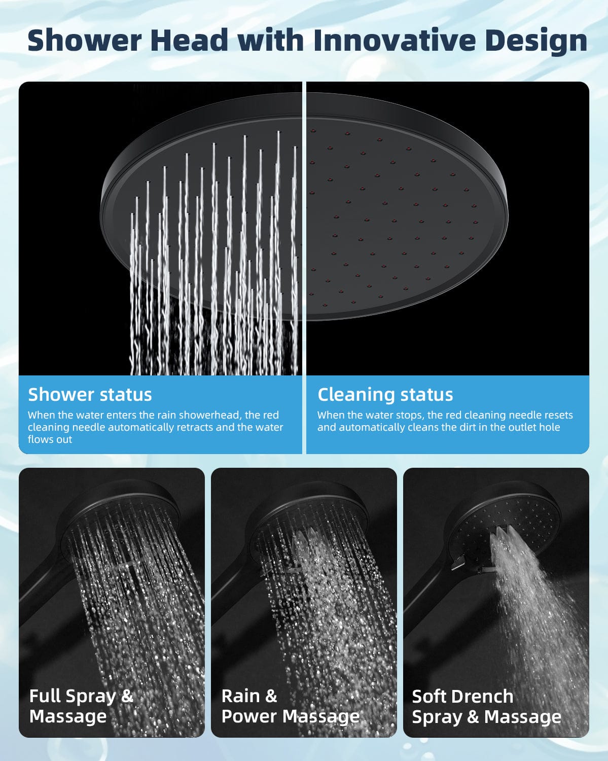 Hibbent Shop Shower Heads Hibbent Self-cleaning Shower Head, 10'' High Pressure Rainfall Shower Head, Showerhead Combo/Handheld Shower Head, 12'' Adjustable Curved Shower Extension Arm, 71'' Hose, 2 Shower Holders, Matte Black Hibbent Self-cleaning Shower Head, 10'' High Pressure Rainfall Shower Head, Showerhead Combo/Handheld Shower Head, 12'' Adjustable Curved Shower Extension Arm, 71'' Hose, 2 Shower Holders, Matte Black
