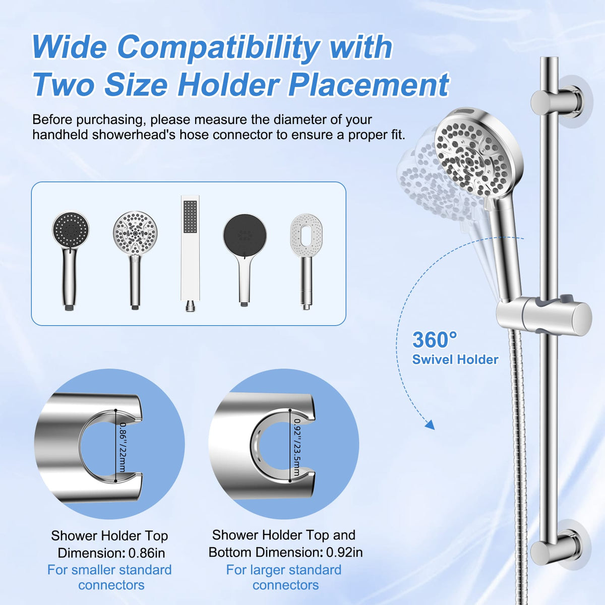 Hibbent Shop Shower Parts Hibbent 28-Inch Stainless Steel Shower Slide Bar with Adjustable Shower Holder, Universal Shower Head Slide Bar for Bathroom, Adhesive Pads, Height & Angle Adjustment Showerhead Holder Hibbent 28-Inch Stainless Steel Shower Slide Bar with Adjustable Shower Holder, Universal Shower Head Slide Bar for Bathroom, Adhesive Pads, Height & Angle Adjustment Showerhead Holder