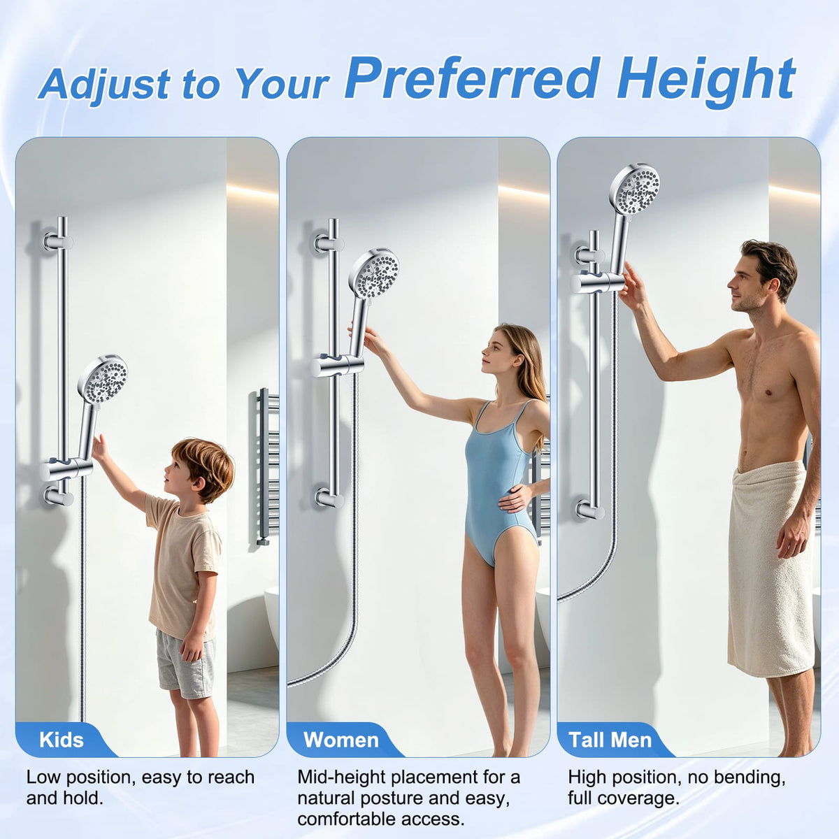 Hibbent Shop Shower Parts Hibbent 28-Inch Stainless Steel Shower Slide Bar with Adjustable Shower Holder, Universal Shower Head Slide Bar for Bathroom, Adhesive Pads, Height & Angle Adjustment Showerhead Holder Hibbent 28-Inch Stainless Steel Shower Slide Bar with Adjustable Shower Holder, Universal Shower Head Slide Bar for Bathroom, Adhesive Pads, Height & Angle Adjustment Showerhead Holder
