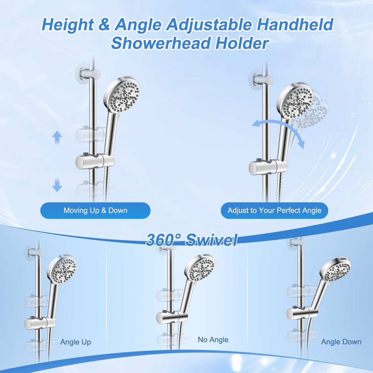 Hibbent Shop Shower Parts Hibbent 28-Inch Stainless Steel Shower Slide Bar with Adjustable Shower Holder, Universal Shower Head Slide Bar for Bathroom, Adhesive Pads, Height & Angle Adjustment Showerhead Holder Hibbent 28-Inch Stainless Steel Shower Slide Bar with Adjustable Shower Holder, Universal Shower Head Slide Bar for Bathroom, Adhesive Pads, Height & Angle Adjustment Showerhead Holder